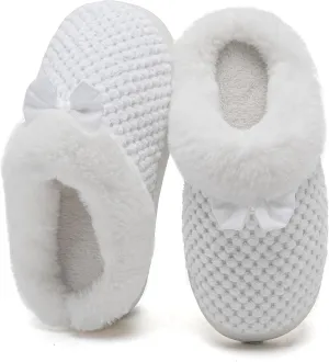 WateLves Girls Slippers Memory Foam Toddler Kids Comfort Wool-Like Plush Fleece Lined House Shoes for Indoor & Outdoor