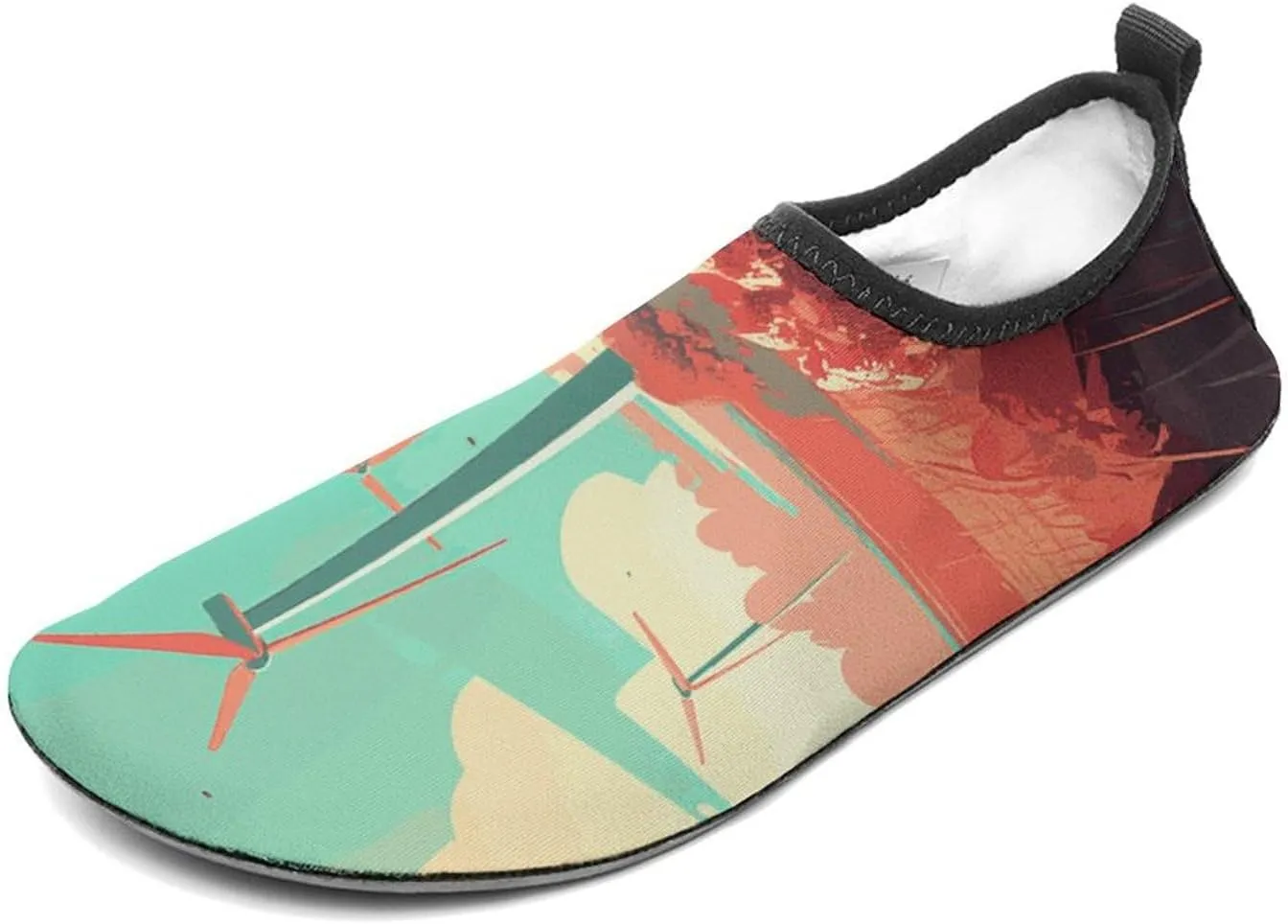 Water Shoes for Women Men Windmill in Field Water Sports Shoes Slip-on Breathable Lightweight Athletic Aqua Sock