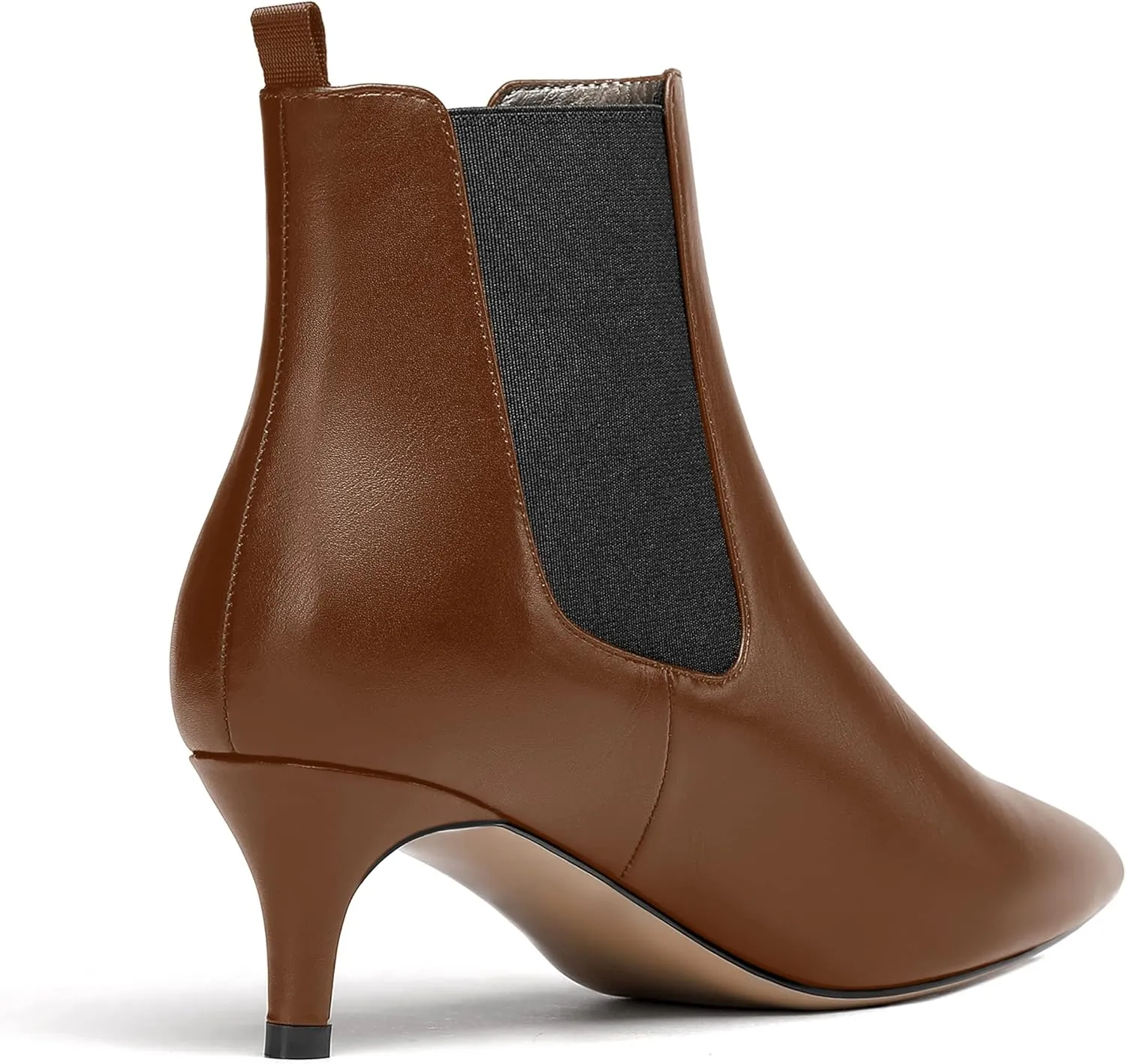 WAYDERNS Womens Dating Casual Pointed Toe Patent Slip On Kitten Low Heel Ankle High Boots 2 Inch