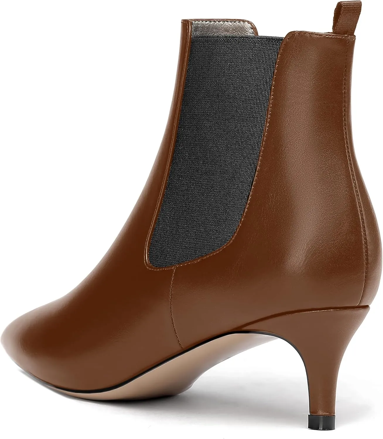 WAYDERNS Womens Dating Casual Pointed Toe Patent Slip On Kitten Low Heel Ankle High Boots 2 Inch