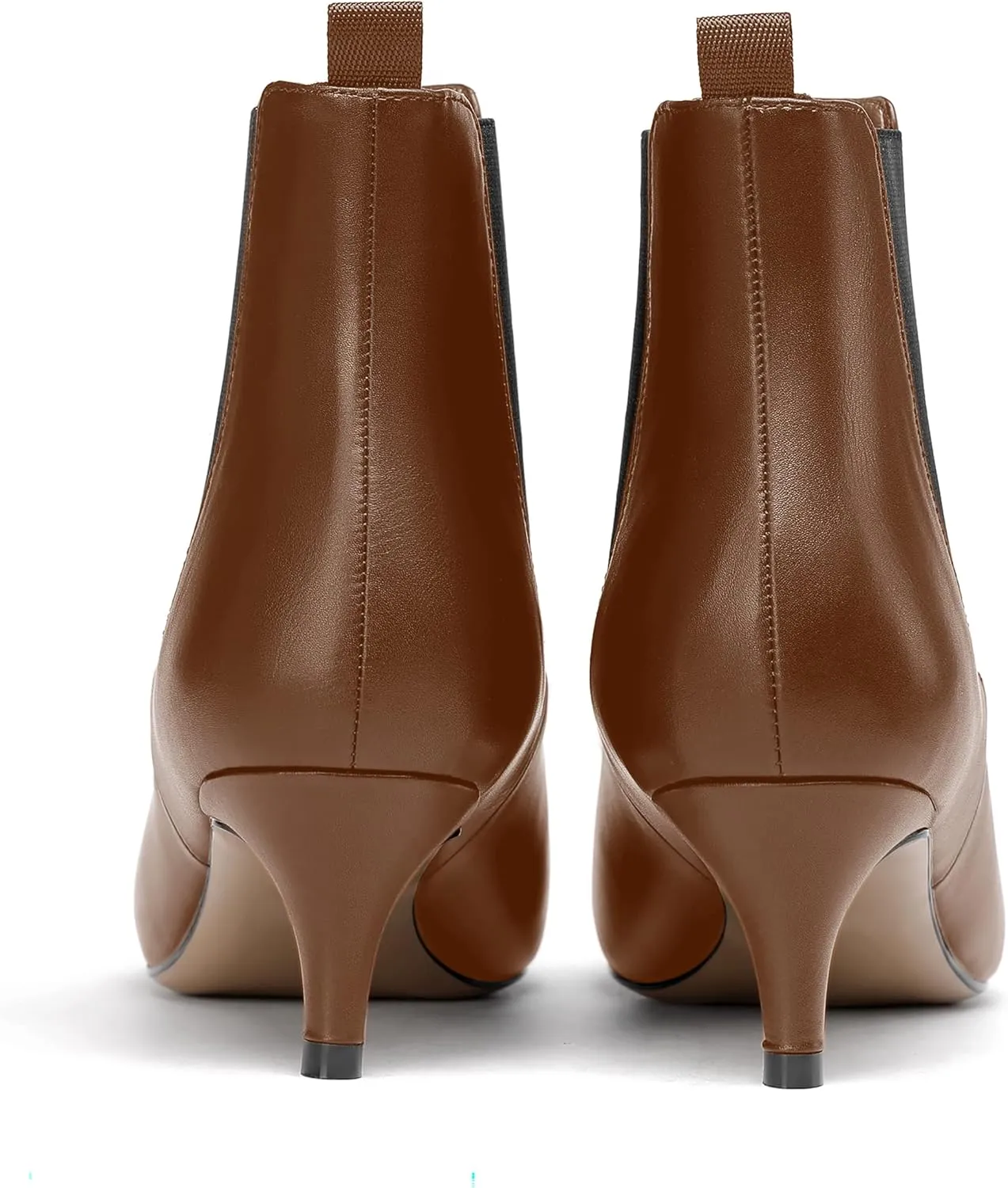 WAYDERNS Womens Dating Casual Pointed Toe Patent Slip On Kitten Low Heel Ankle High Boots 2 Inch