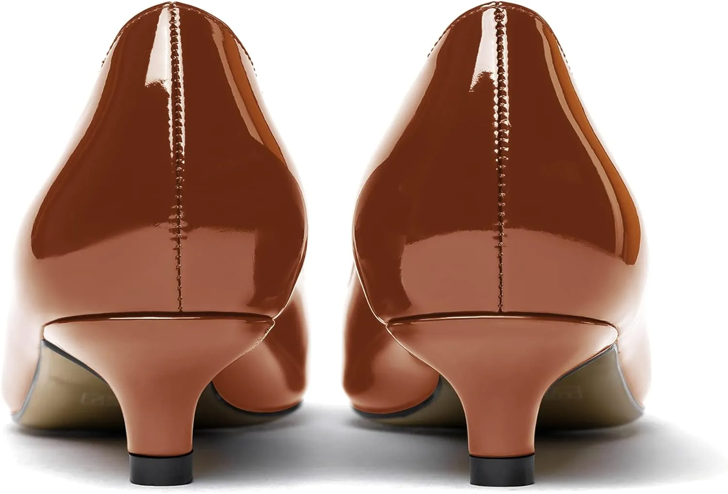 WAYDERNS Women's Patent Round Toe Slip On Low Kitten Heel Pumps Offress Work Dress Shoes 1.5 Inch