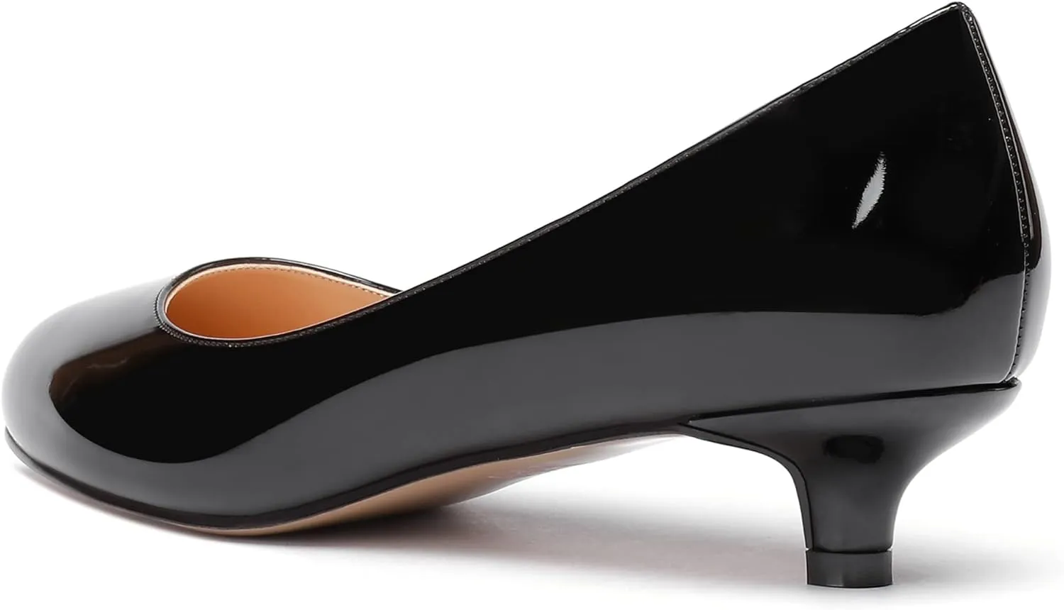 WAYDERNS Women's Patent Round Toe Slip On Low Kitten Heel Pumps Offress Work Dress Shoes 1.5 Inch