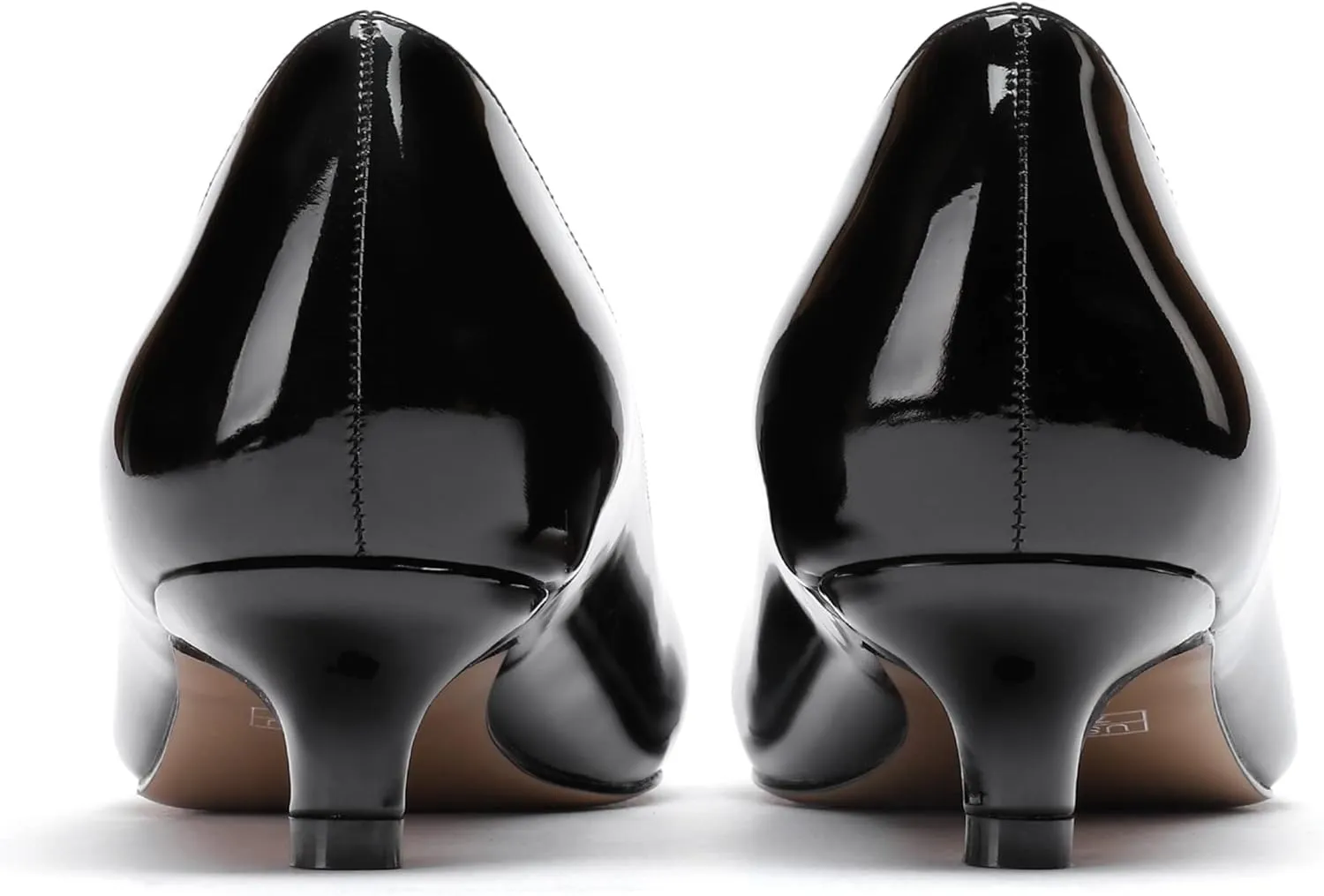 WAYDERNS Women's Patent Round Toe Slip On Low Kitten Heel Pumps Offress Work Dress Shoes 1.5 Inch