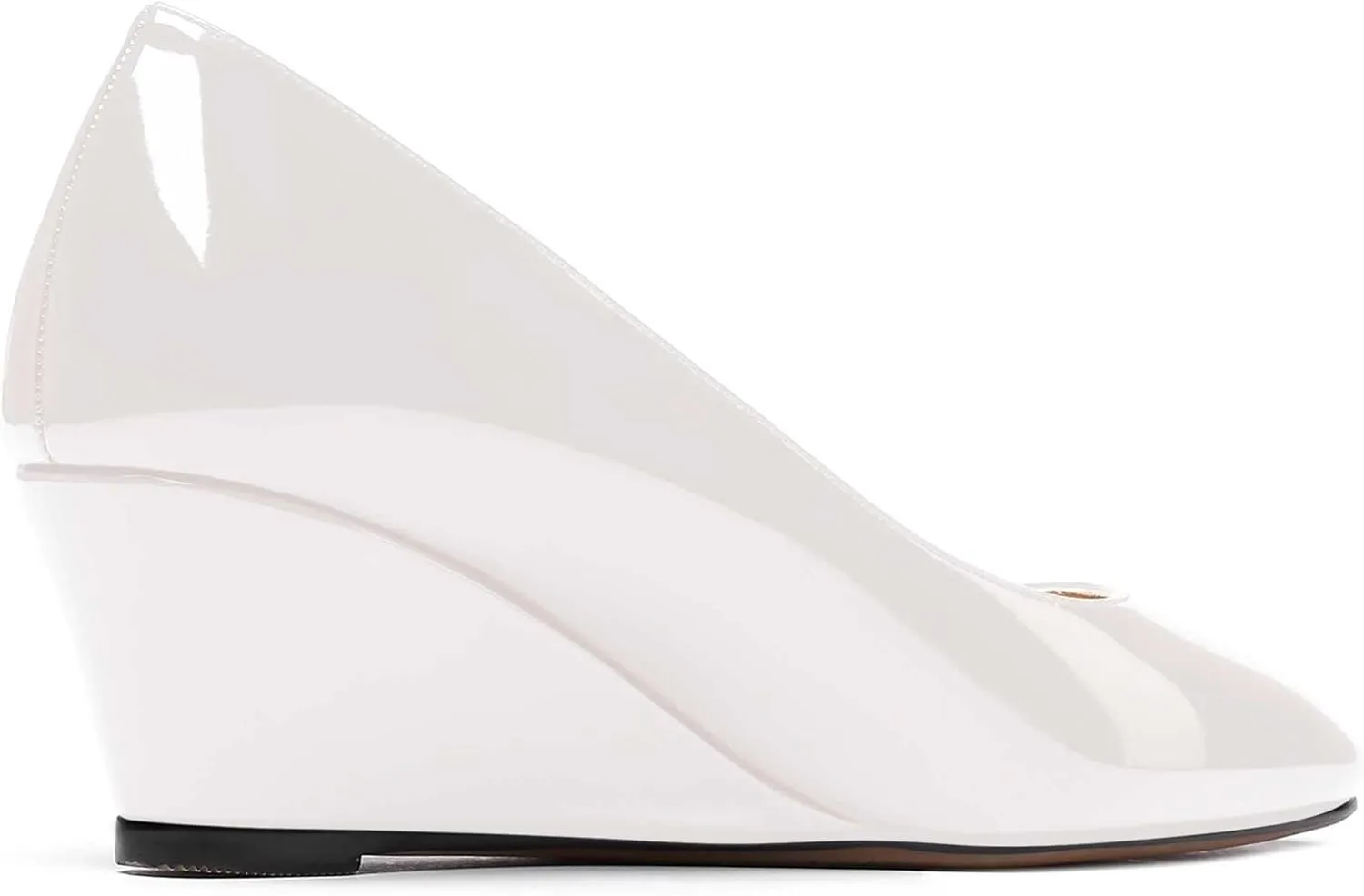 WAYDERNS Women's Slip On Patent Leather Square Toe Low Heel Wedge Pumps Shoes 2 Inch