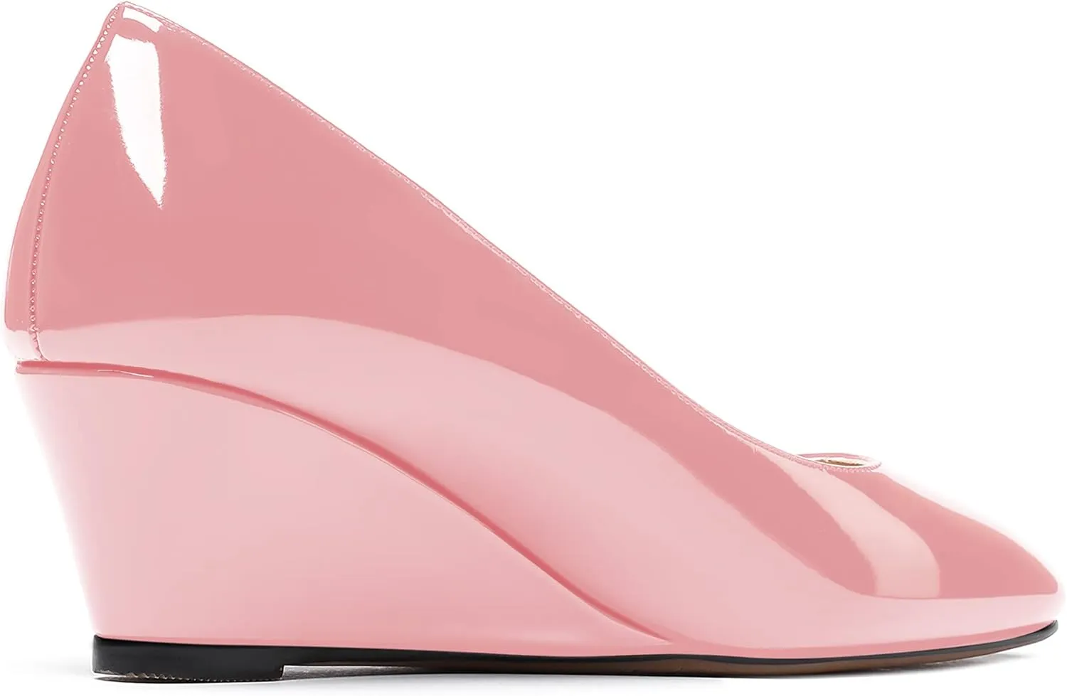 WAYDERNS Women's Slip On Patent Leather Square Toe Low Heel Wedge Pumps Shoes 2 Inch