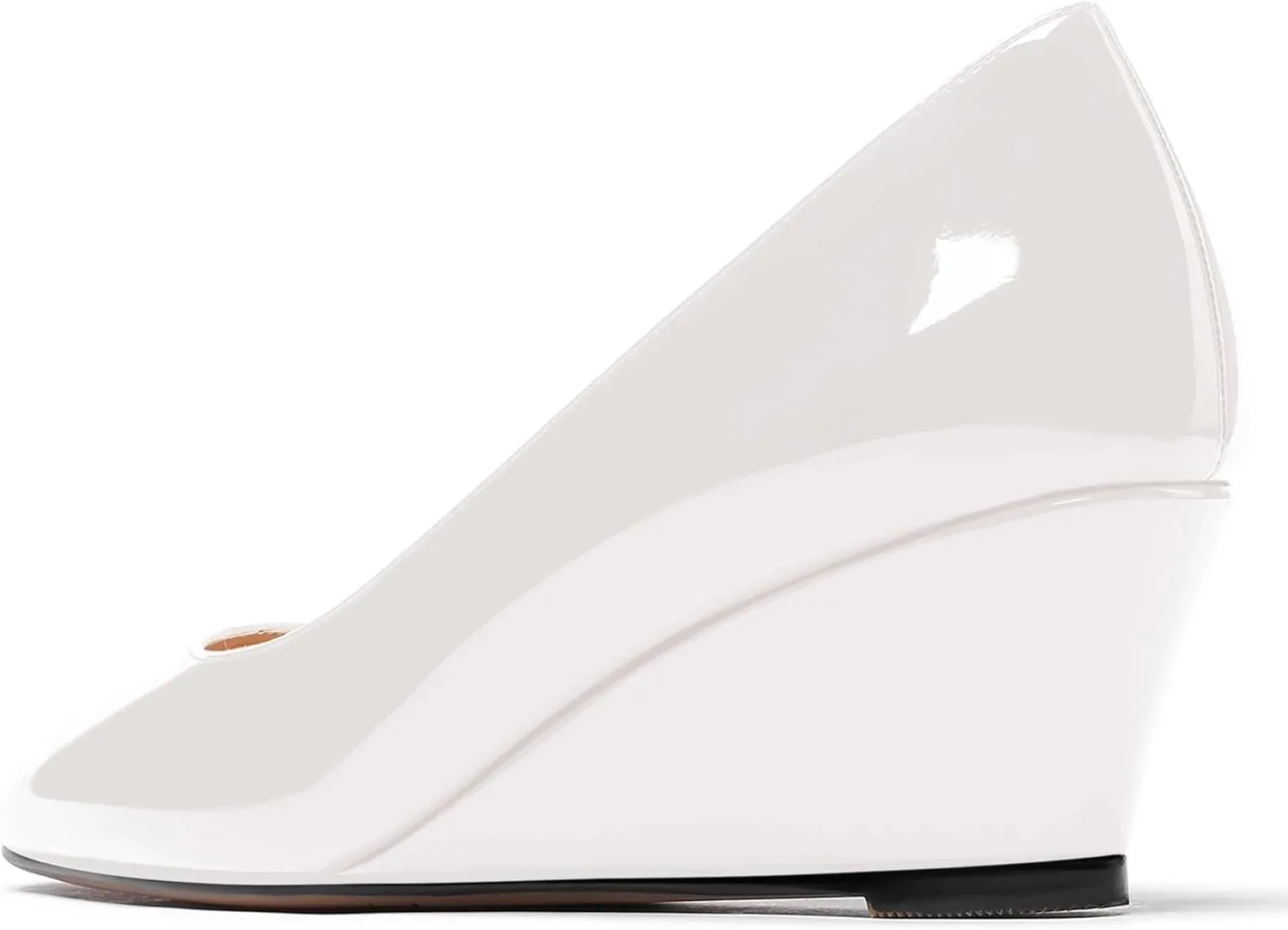 WAYDERNS Women's Slip On Patent Leather Square Toe Low Heel Wedge Pumps Shoes 2 Inch