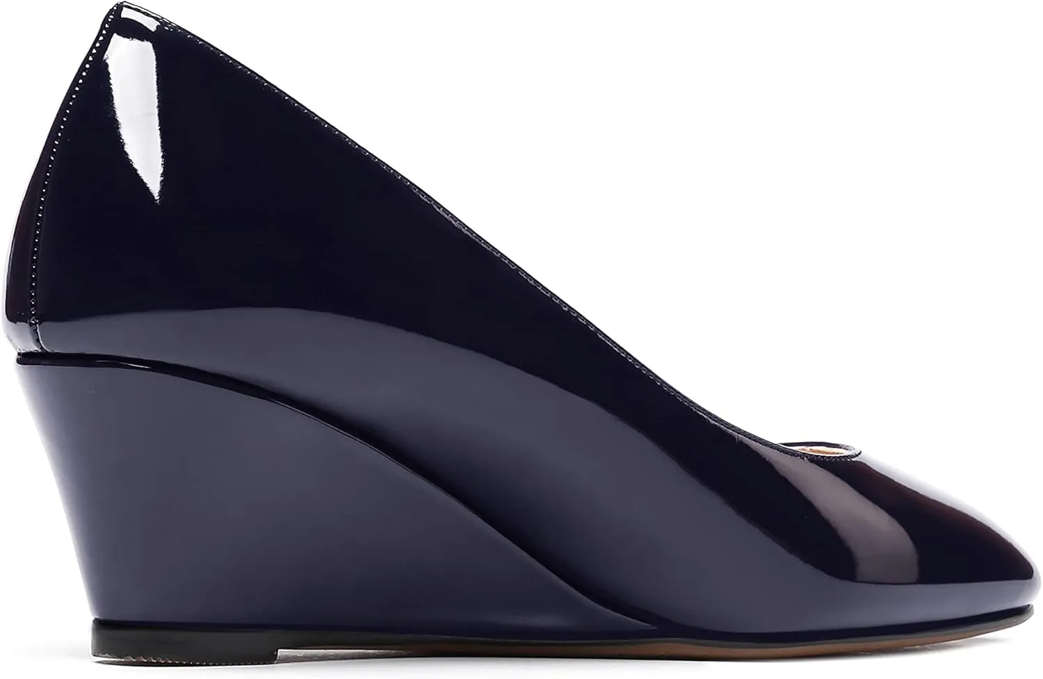 WAYDERNS Women's Slip On Patent Leather Square Toe Low Heel Wedge Pumps Shoes 2 Inch
