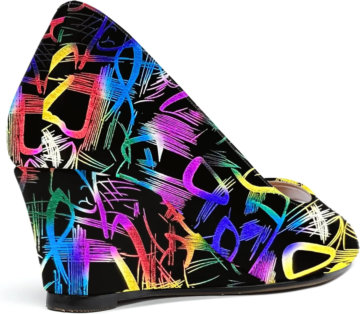 WAYDERNS Women's Slip On Peep Toe Patent Leather Wedge Low Heel Pumps Shoes 2 Inch
