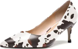 WAYDERNS Women's Slip On Solid Pointed Toe Matte Stiletto Mid Heel Pumps Shoes 2.5 Inch
