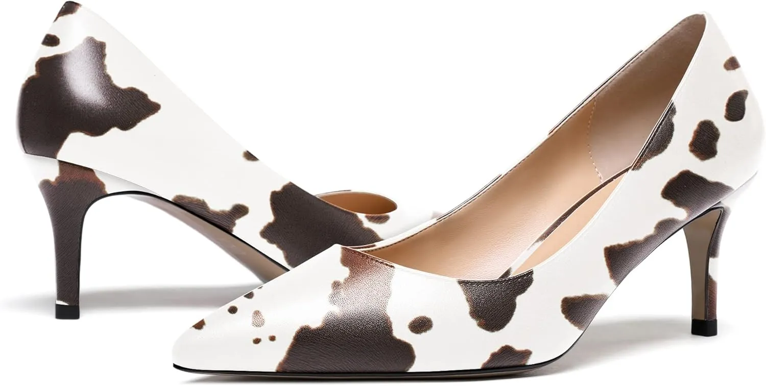 WAYDERNS Women's Slip On Solid Pointed Toe Matte Stiletto Mid Heel Pumps Shoes 2.5 Inch