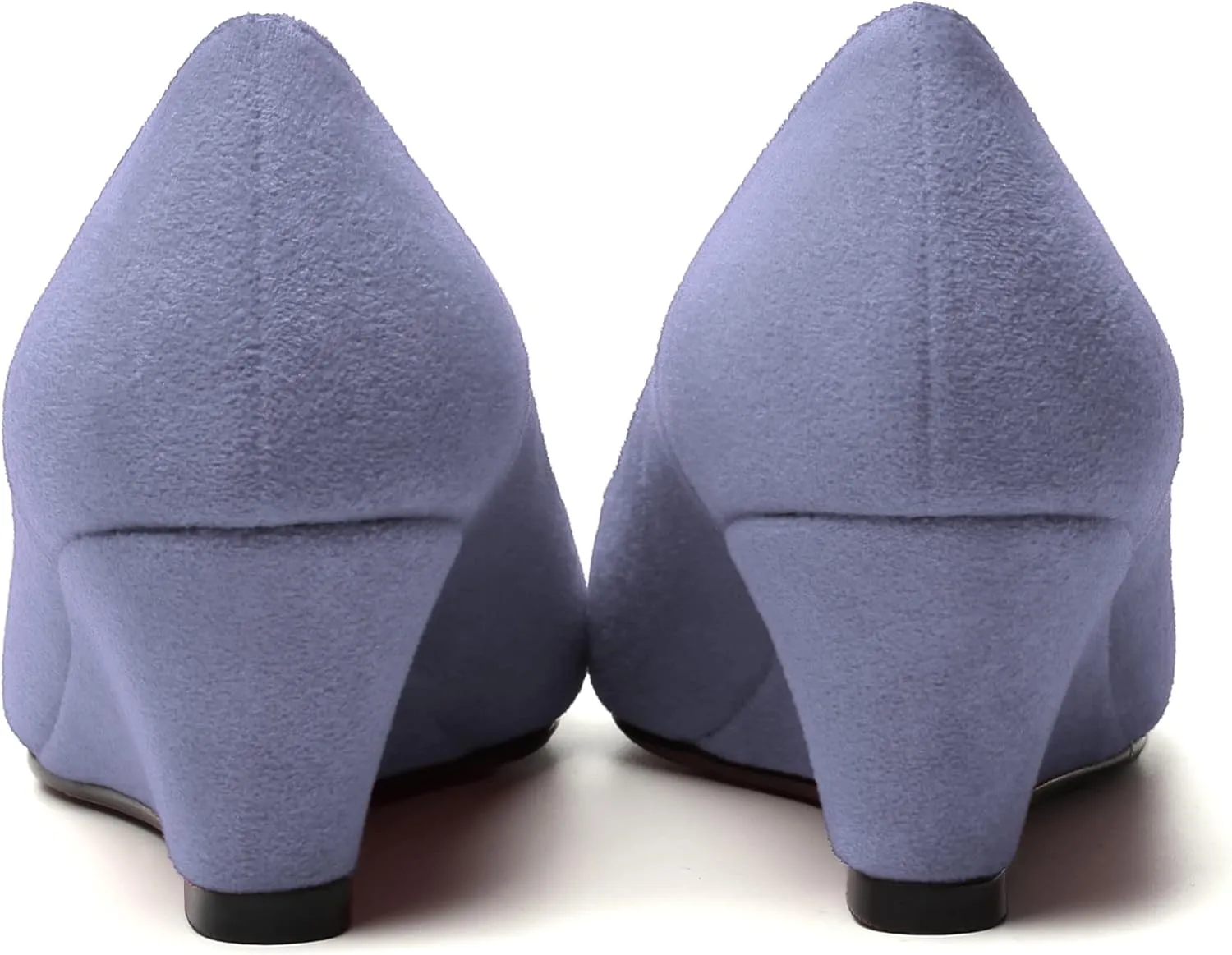 WAYDERNS Womens Solid Round Toe Dating Suede Casual Slip On Wedge Low Heel Pumps Shoes 2 Inch