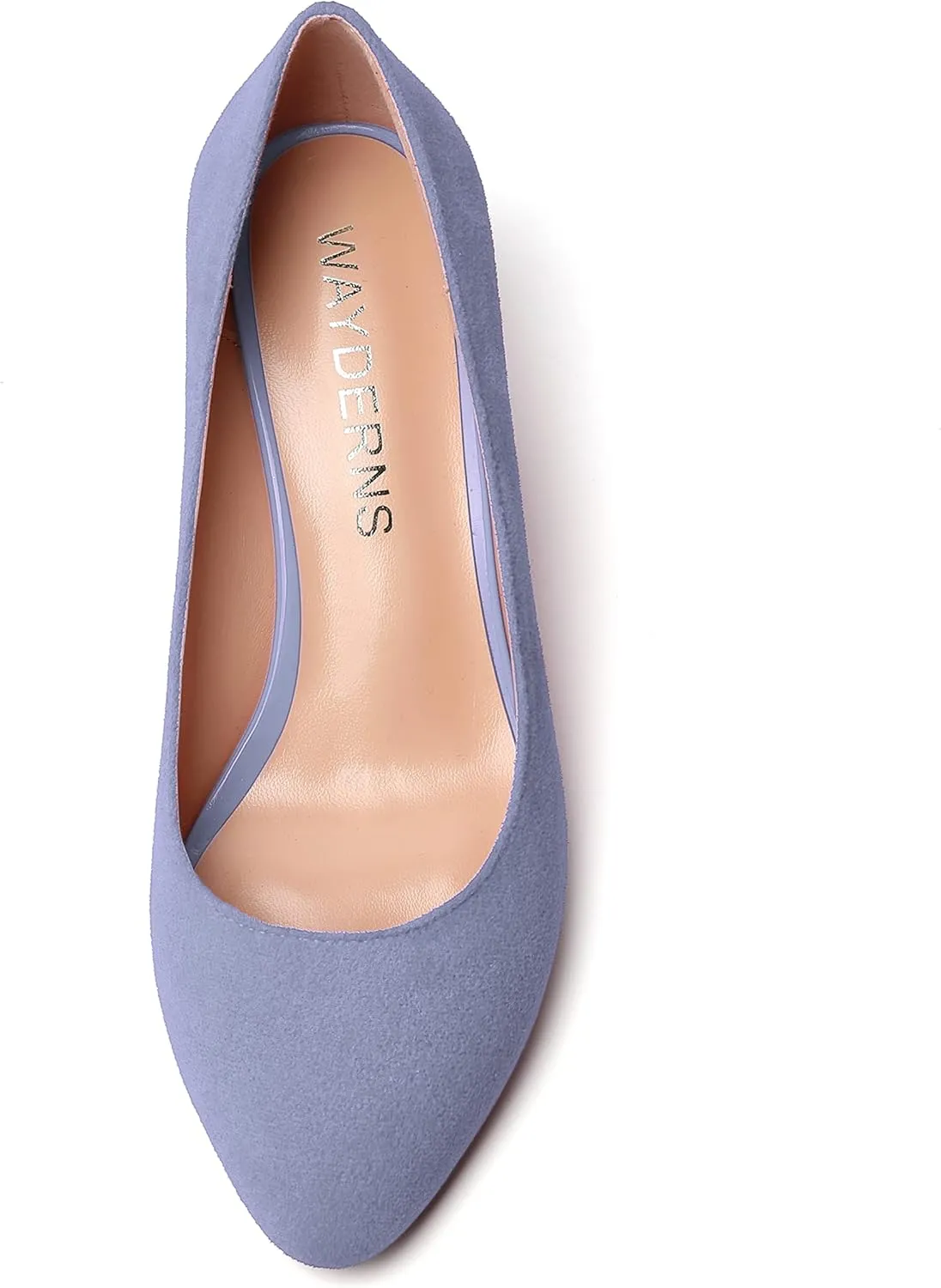 WAYDERNS Womens Solid Round Toe Dating Suede Casual Slip On Wedge Low Heel Pumps Shoes 2 Inch