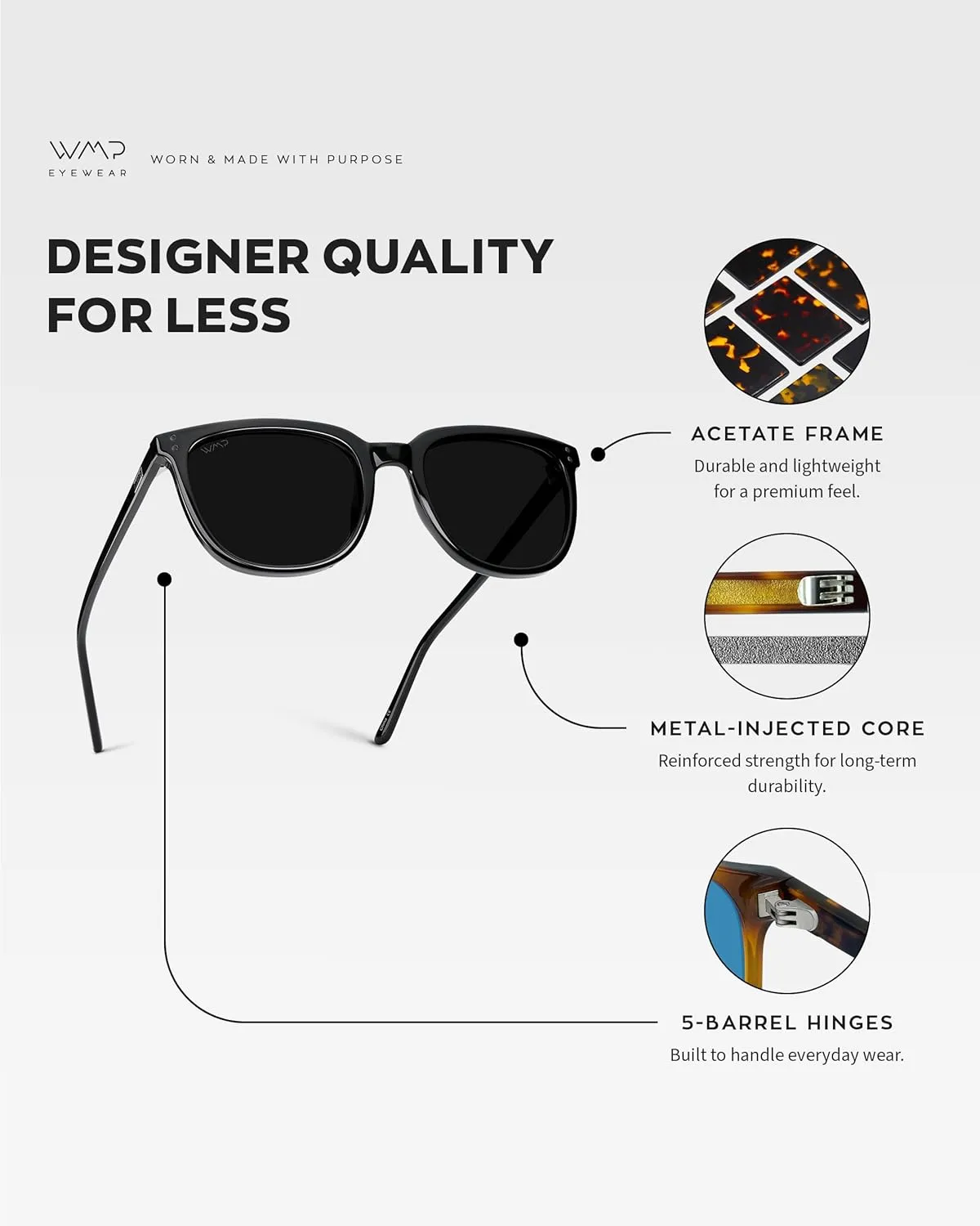 WearMe Pro Polarized Classic Retro Flat Square Unisex Sunglasses