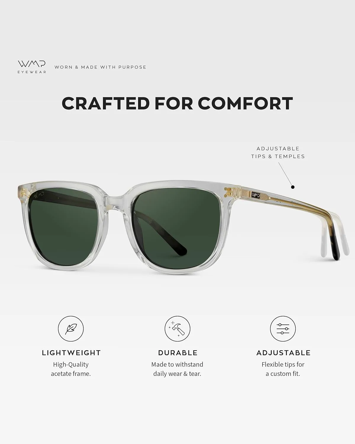 WearMe Pro Polarized Classic Retro Flat Square Unisex Sunglasses