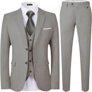 WEEN CHARM Men's 3-Piece Slim Fit Suit Set-2-Button Blazer,Vest & Pants-Formal Wedding,Prom,Party & Business Tuxedo