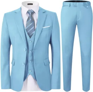 WEEN CHARM Men's 3-Piece Slim Fit Suit Set-2-Button Blazer,Vest & Pants-Formal Wedding,Prom,Party & Business Tuxedo