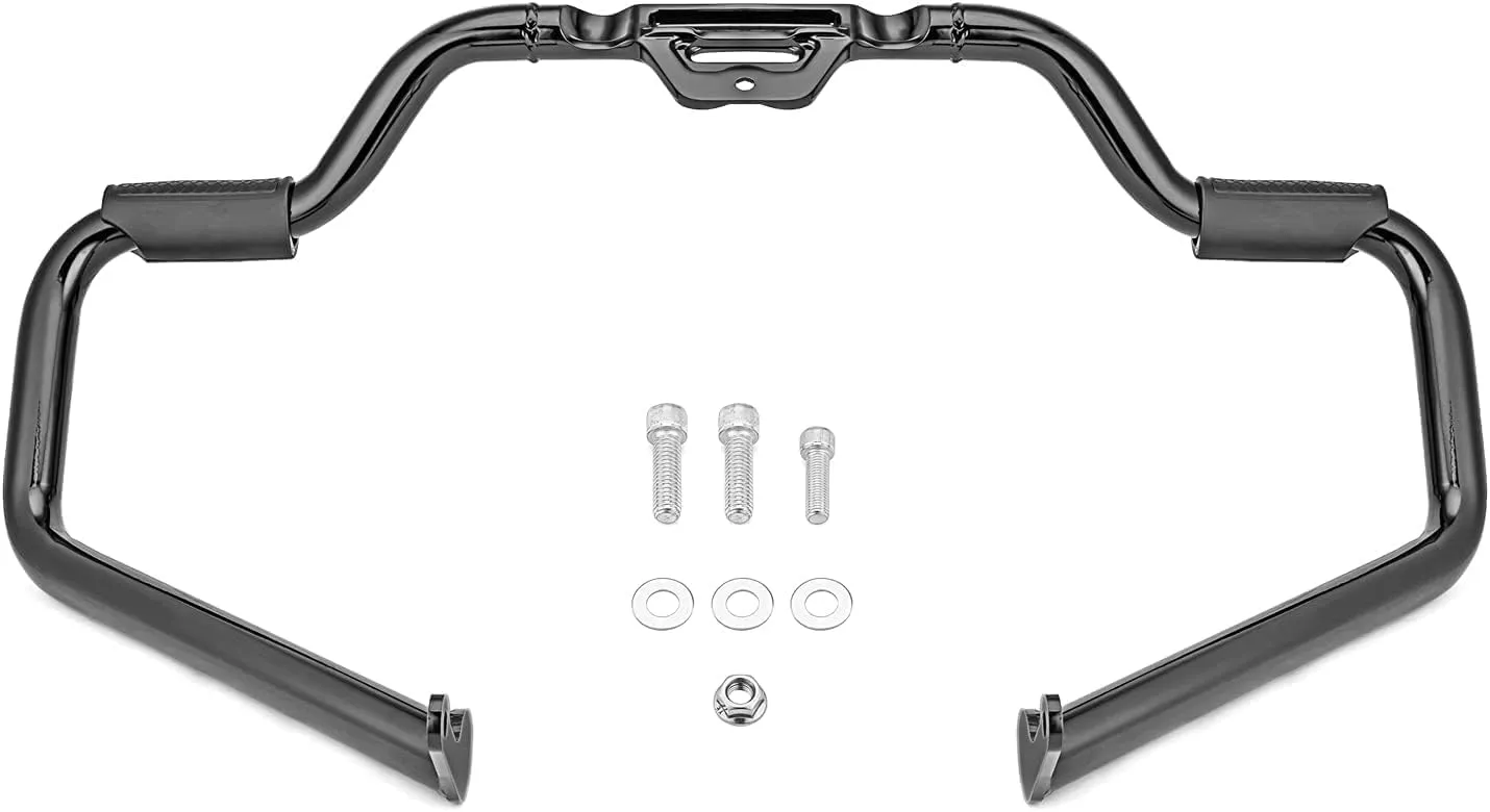 WeiSen Mustache Engine Guard, Highway Crash Bar Protector Compatible with Harley Softail Heritage Breakout Fat Boy Street Bob Deluxe FXBR FXFB FLHC FXLR FLFB 2018-2024 Gloss Black
