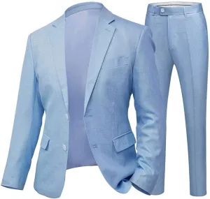 Wemaliyzd Mens Linen Suit Wedding 2 Piece Slim Fit Summer Blazer Coat Pants