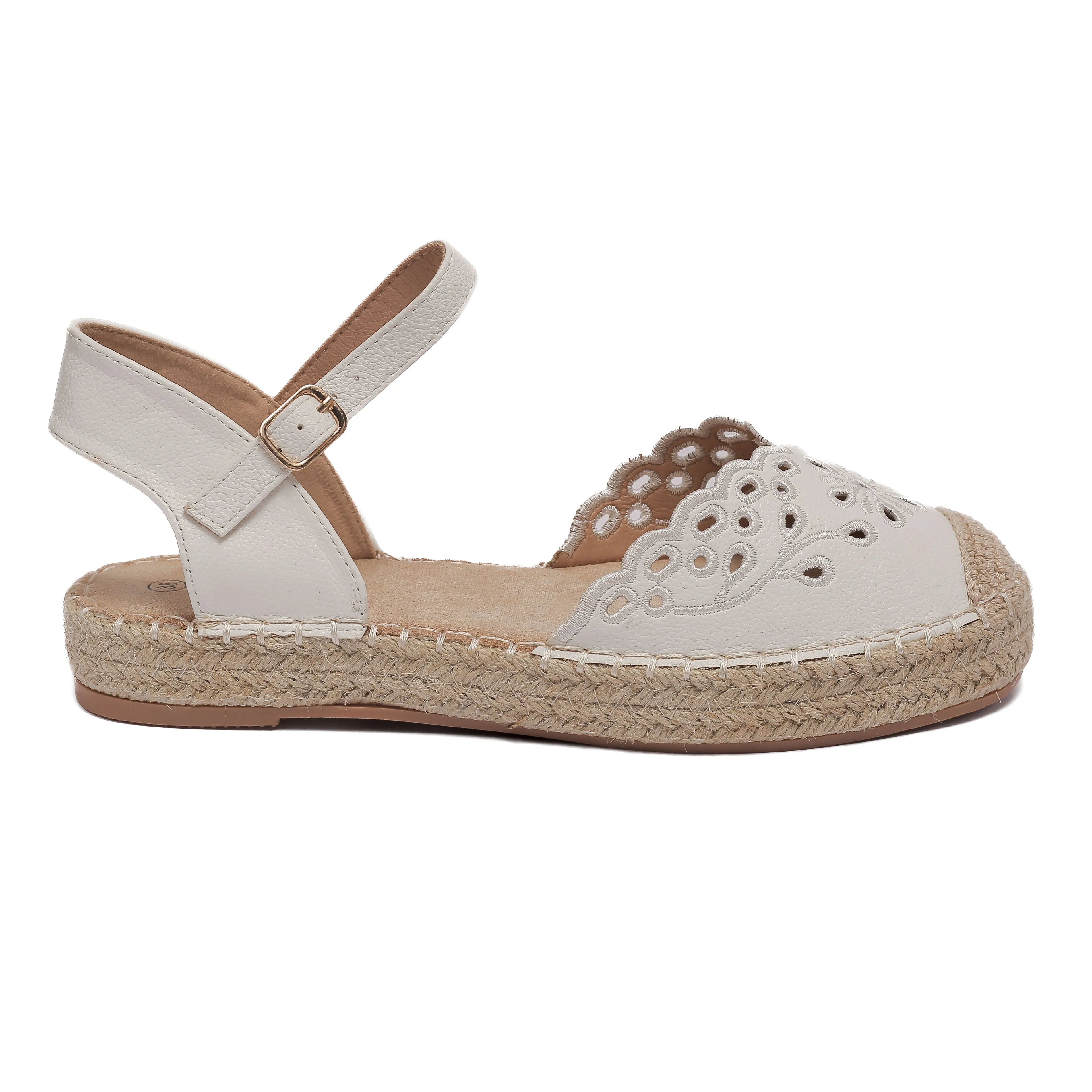 White Espadrille Sandals with Chic Cutout Design