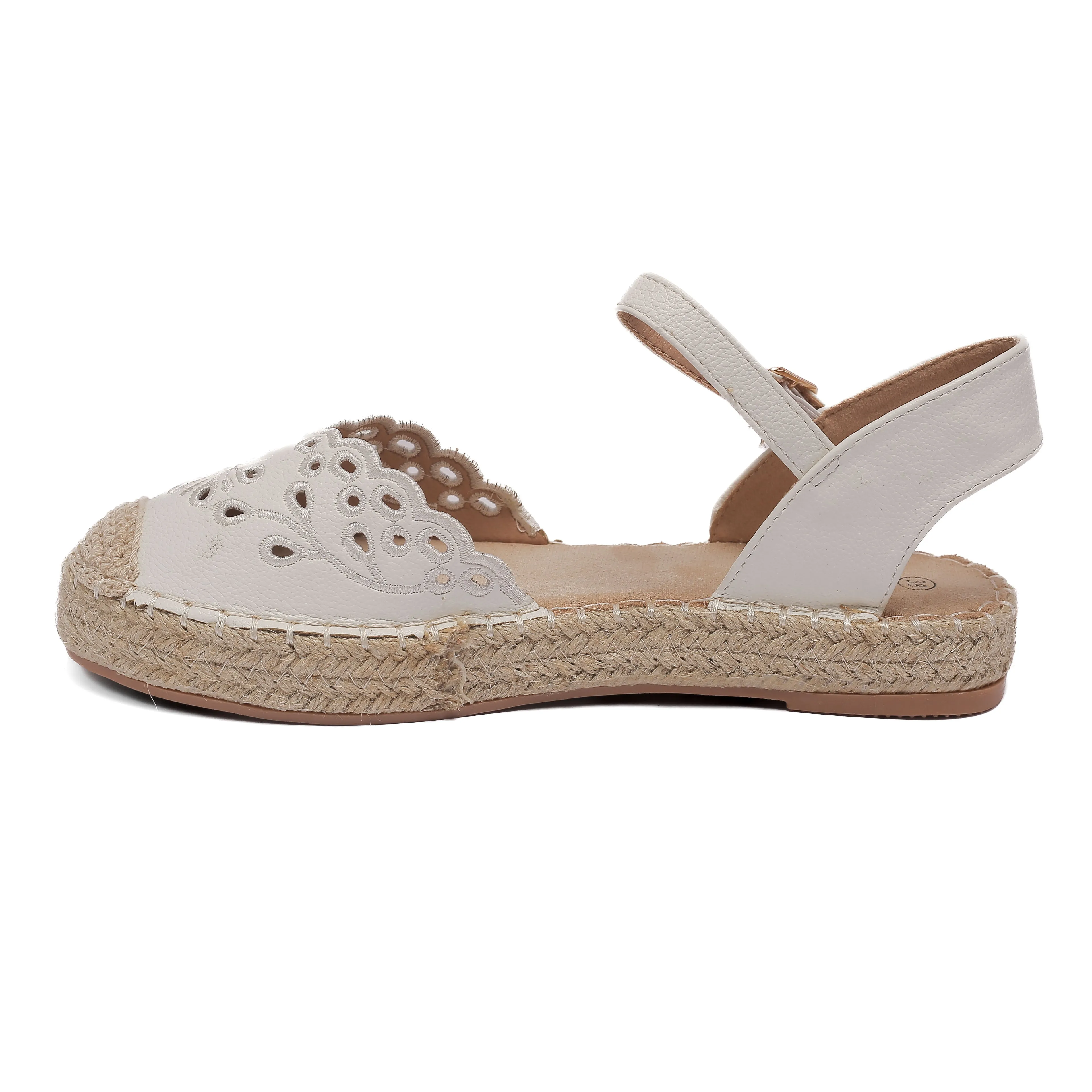 White Espadrille Sandals with Chic Cutout Design