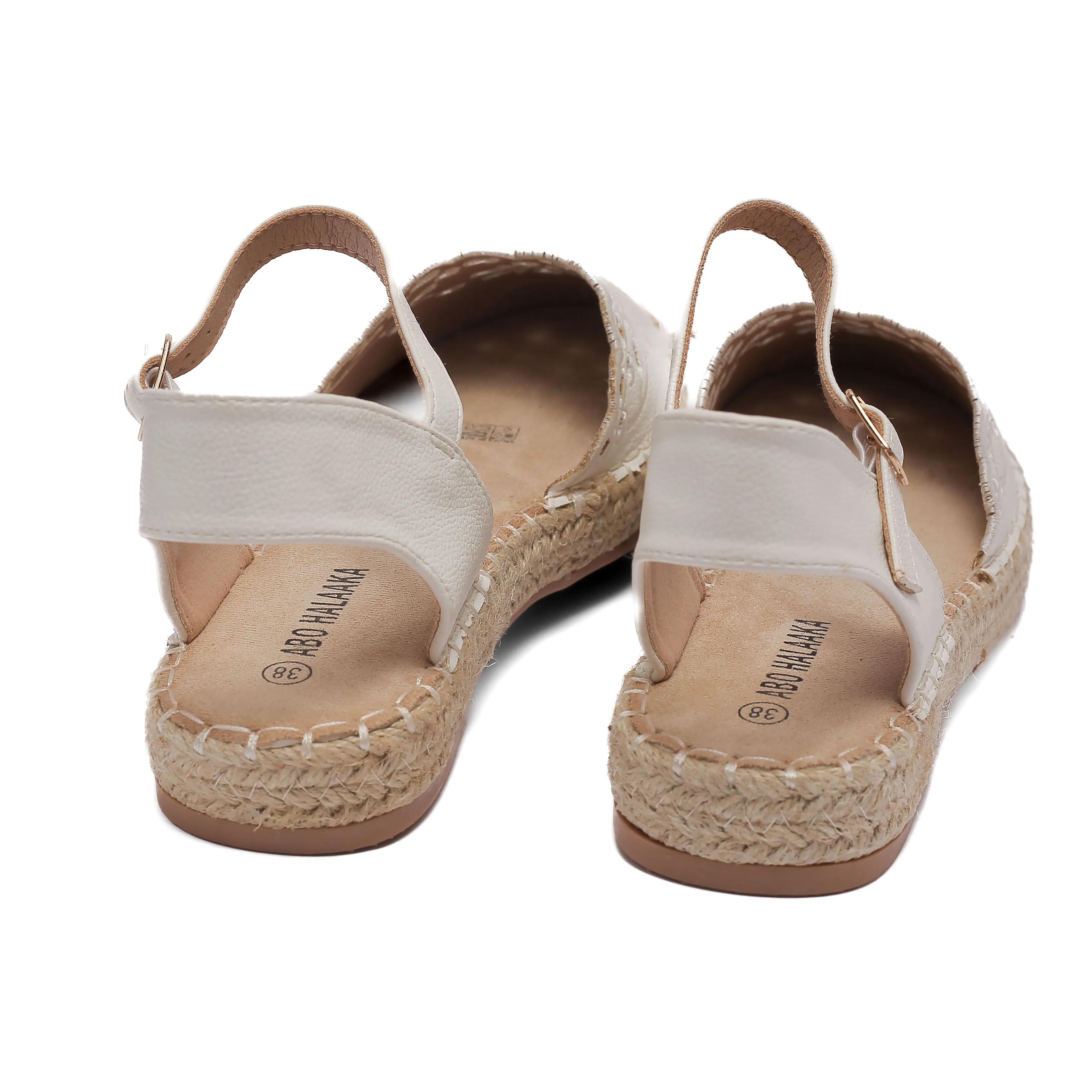 White Espadrille Sandals with Chic Cutout Design