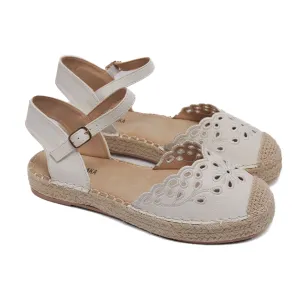 White Espadrille Sandals with Chic Cutout Design