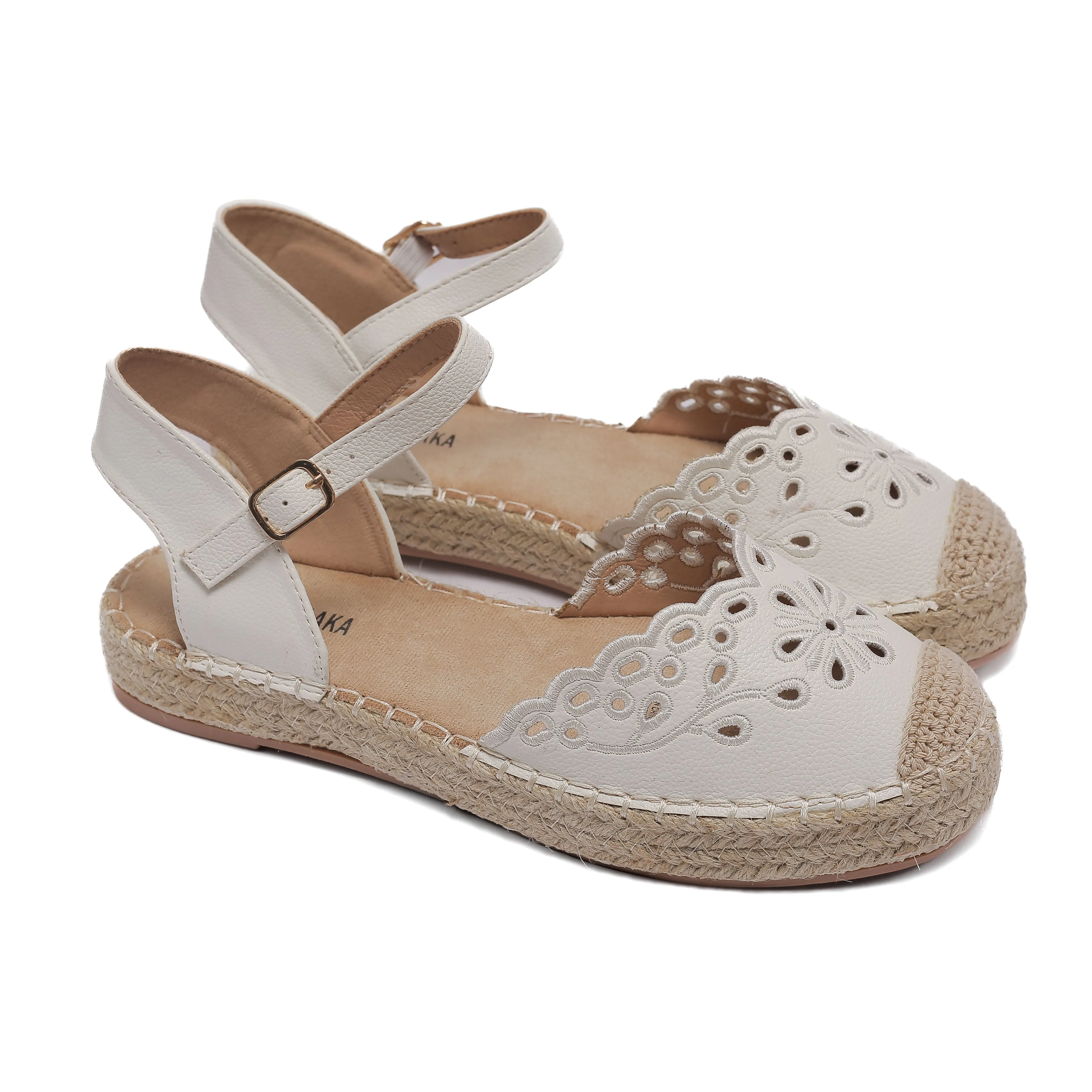 White Espadrille Sandals with Chic Cutout Design