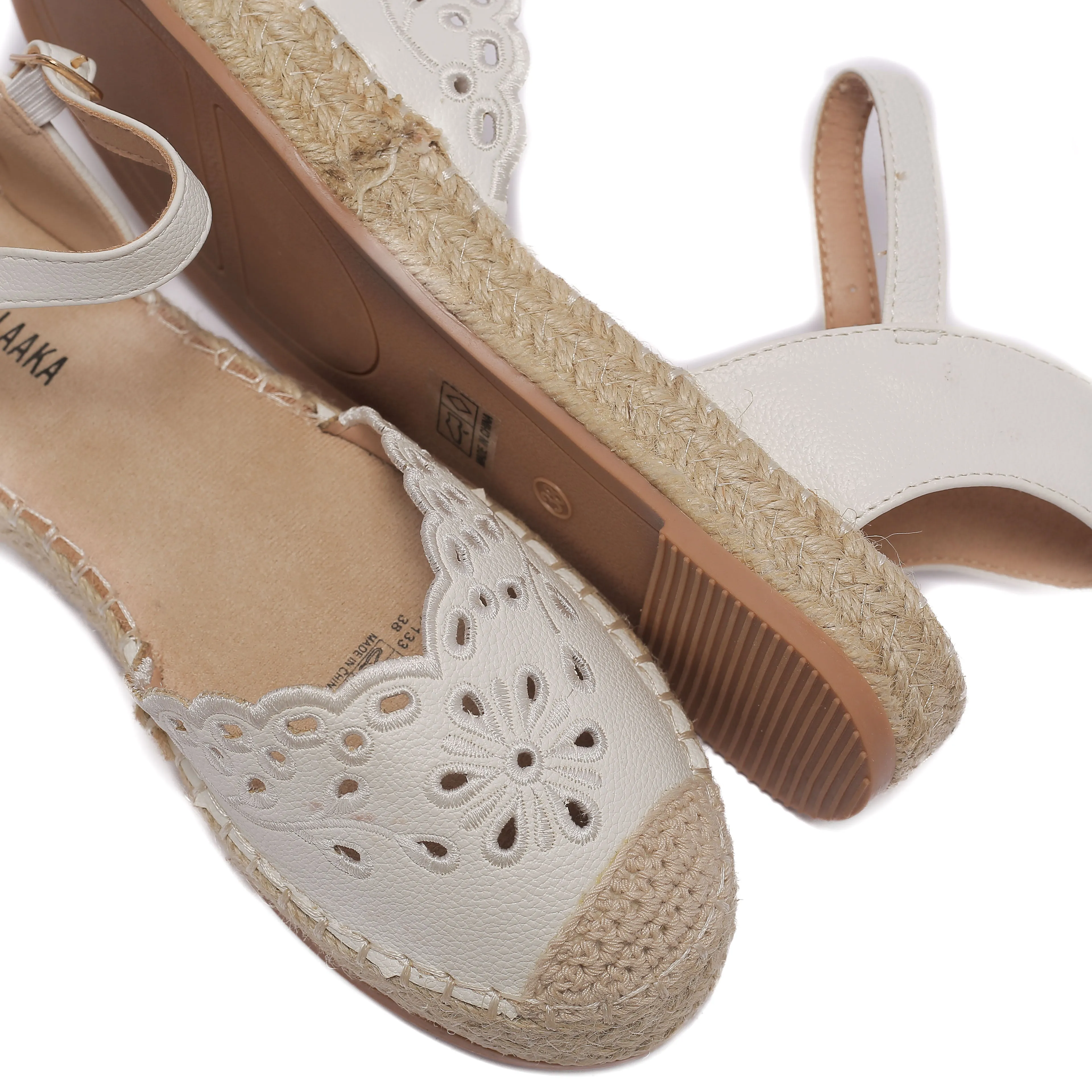 White Espadrille Sandals with Chic Cutout Design