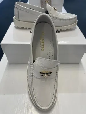 WHITE PATENT BEE LOAFER 9360 BY DI CHENZO