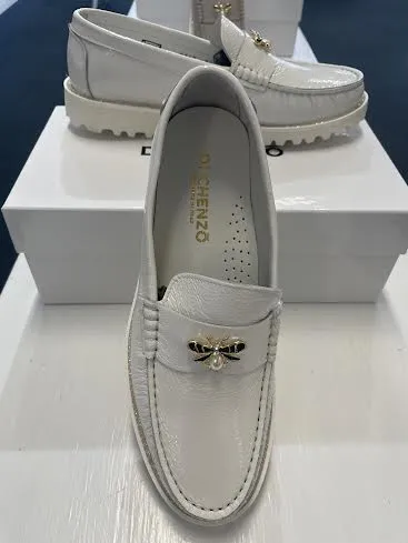 WHITE PATENT BEE LOAFER 9360 BY DI CHENZO