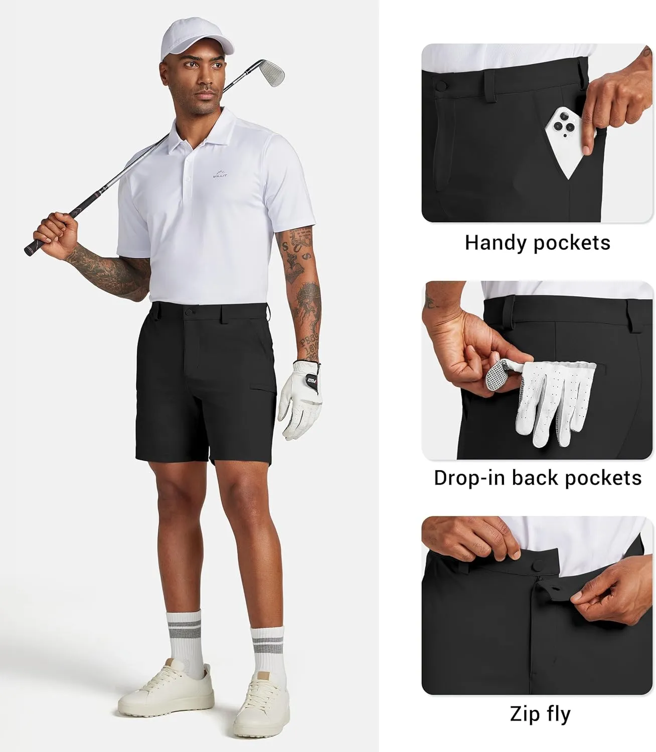 Willit Men's Golf Shorts Stretch Dress Shorts Cargo Quick Dry Athletic Casual Shorts with Pockets 7" 9" 11"