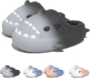 Winter Shark Slides, Plush Warm Shark Slides, Animal Slippers Warm Non-slip Soft Comfy Fluffy Cloud Shark Slides