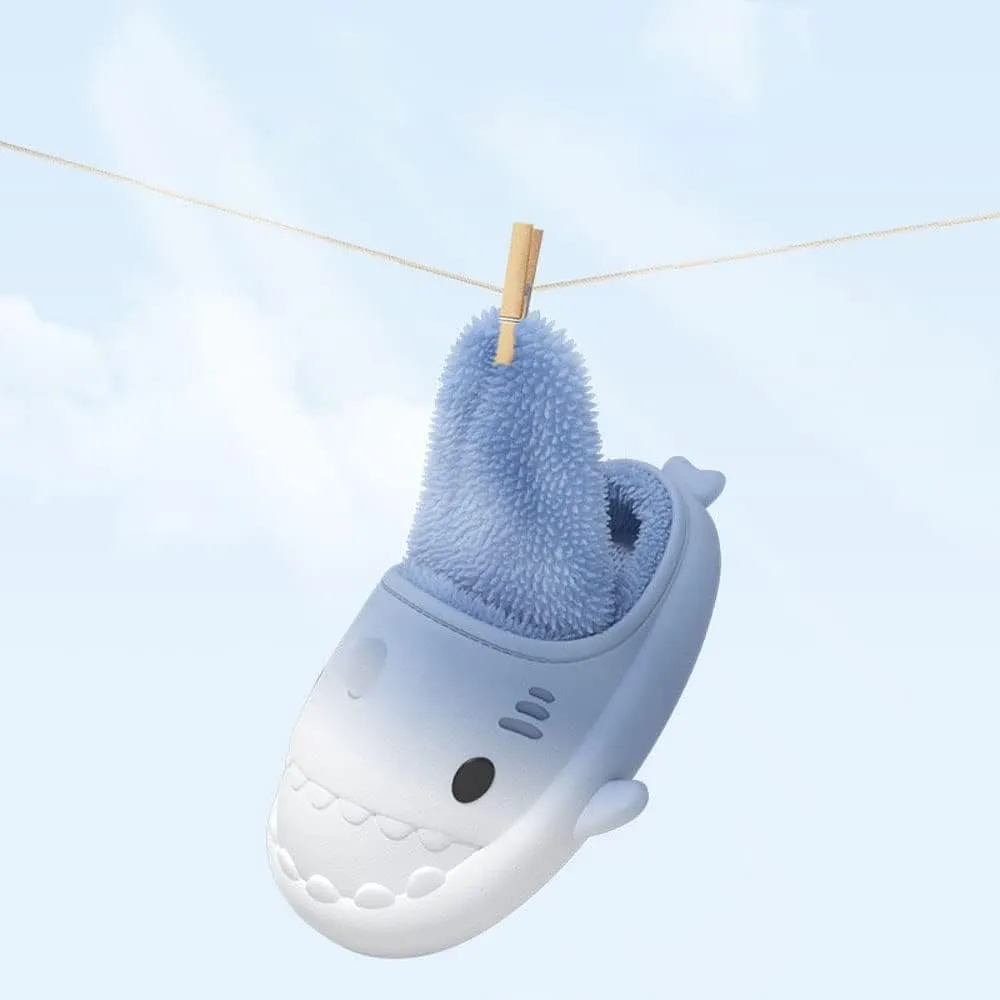 Winter Shark Slides, Plush Warm Shark Slides, Animal Slippers Warm Non-slip Soft Comfy Fluffy Cloud Shark Slides