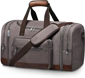 Wolhbege Duffle Bag for Travel,Mens Travel Bag & Carry On Bag for Men with Expandable Design and Luggage Sleeve –Duffel Bag for Gym, Weekender, Overnight Trips Grey