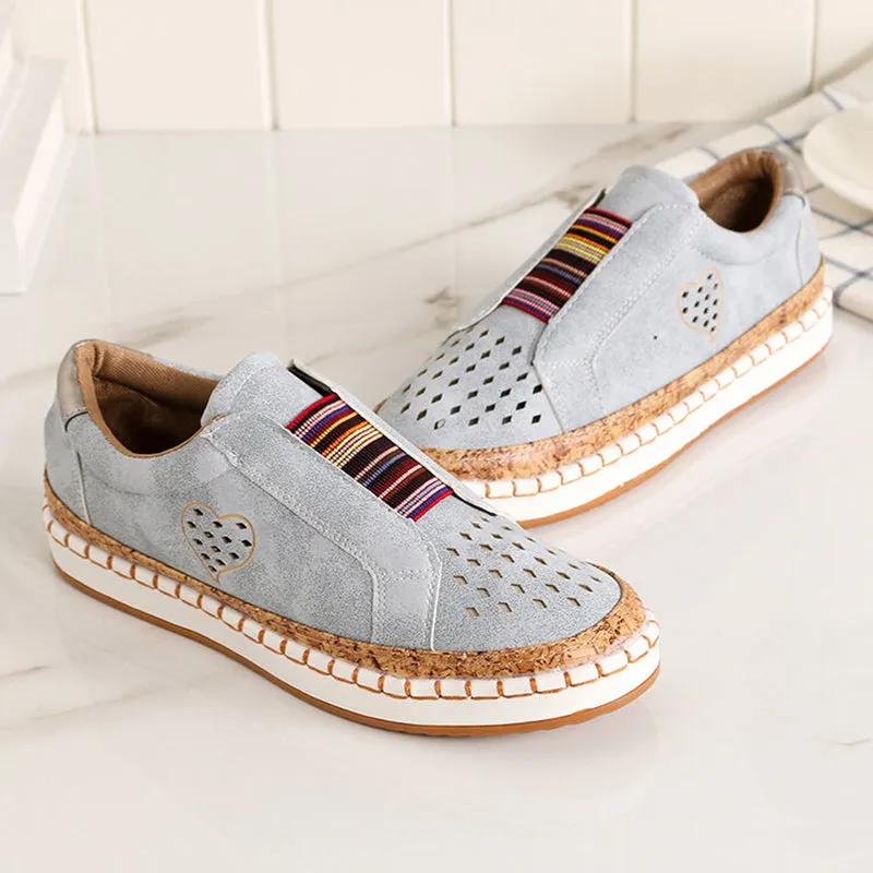 Women Breathable Hollow Slip On Walking Casual Flats
