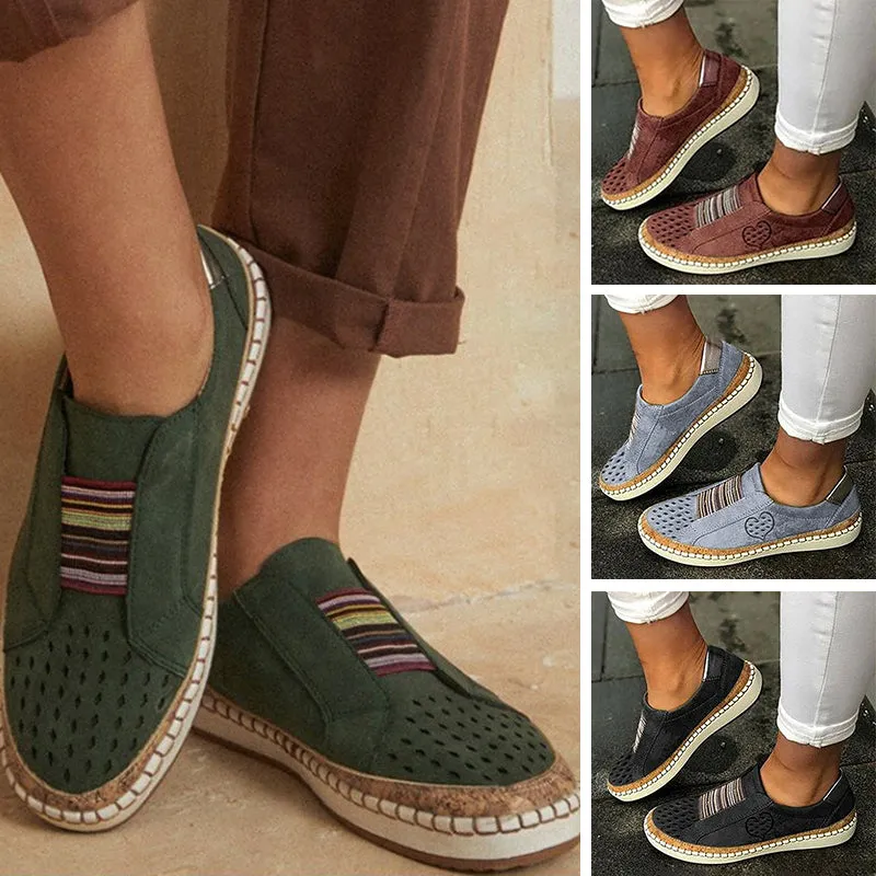 Women Breathable Hollow Slip On Walking Casual Flats