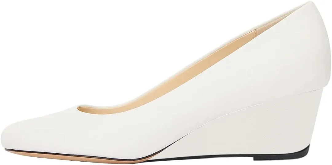 Women Closed Square Toe Classic Pumps Slip On Wedge Mid Heels Comfy Party Club Daily Office Shoes Size 4-16 US