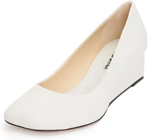 Women Closed Square Toe Classic Pumps Slip On Wedge Mid Heels Comfy Party Club Daily Office Shoes Size 4-16 US