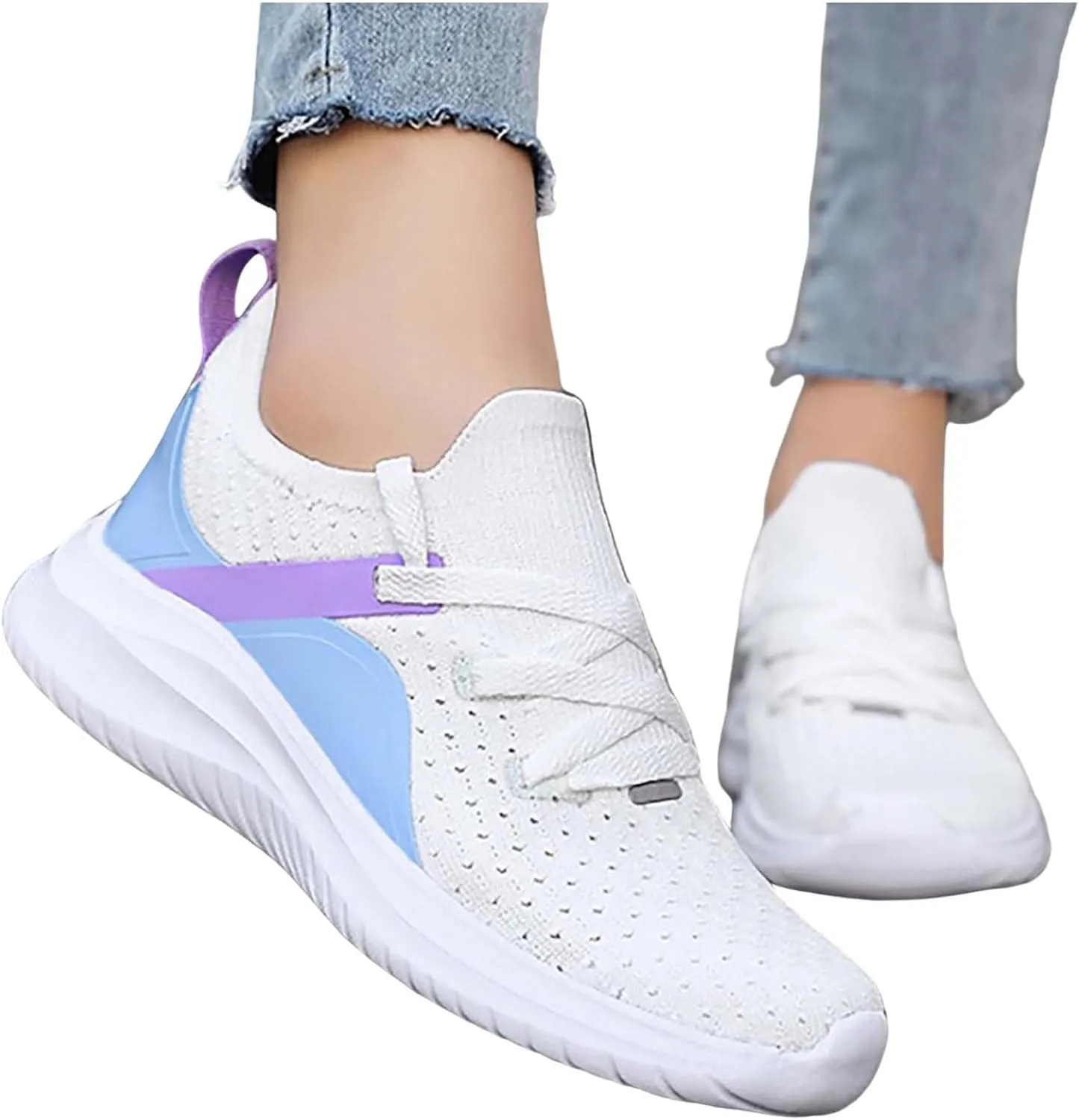 Women Gym Shoes Breathable Mesh Soft Platform Slip On Sneakers Summer Casual Comfortable Non Slip Running Sport Shoes