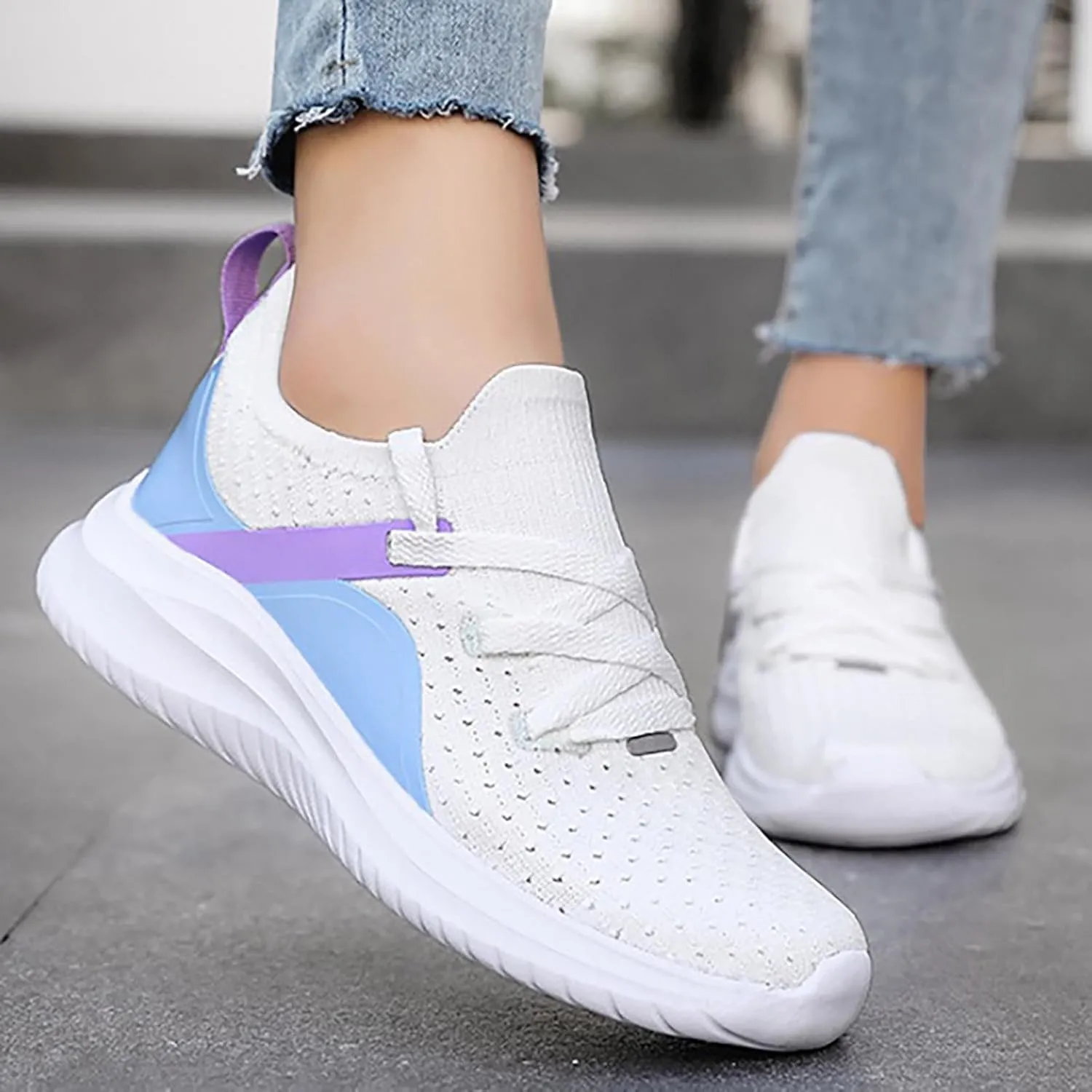 Women Gym Shoes Breathable Mesh Soft Platform Slip On Sneakers Summer Casual Comfortable Non Slip Running Sport Shoes