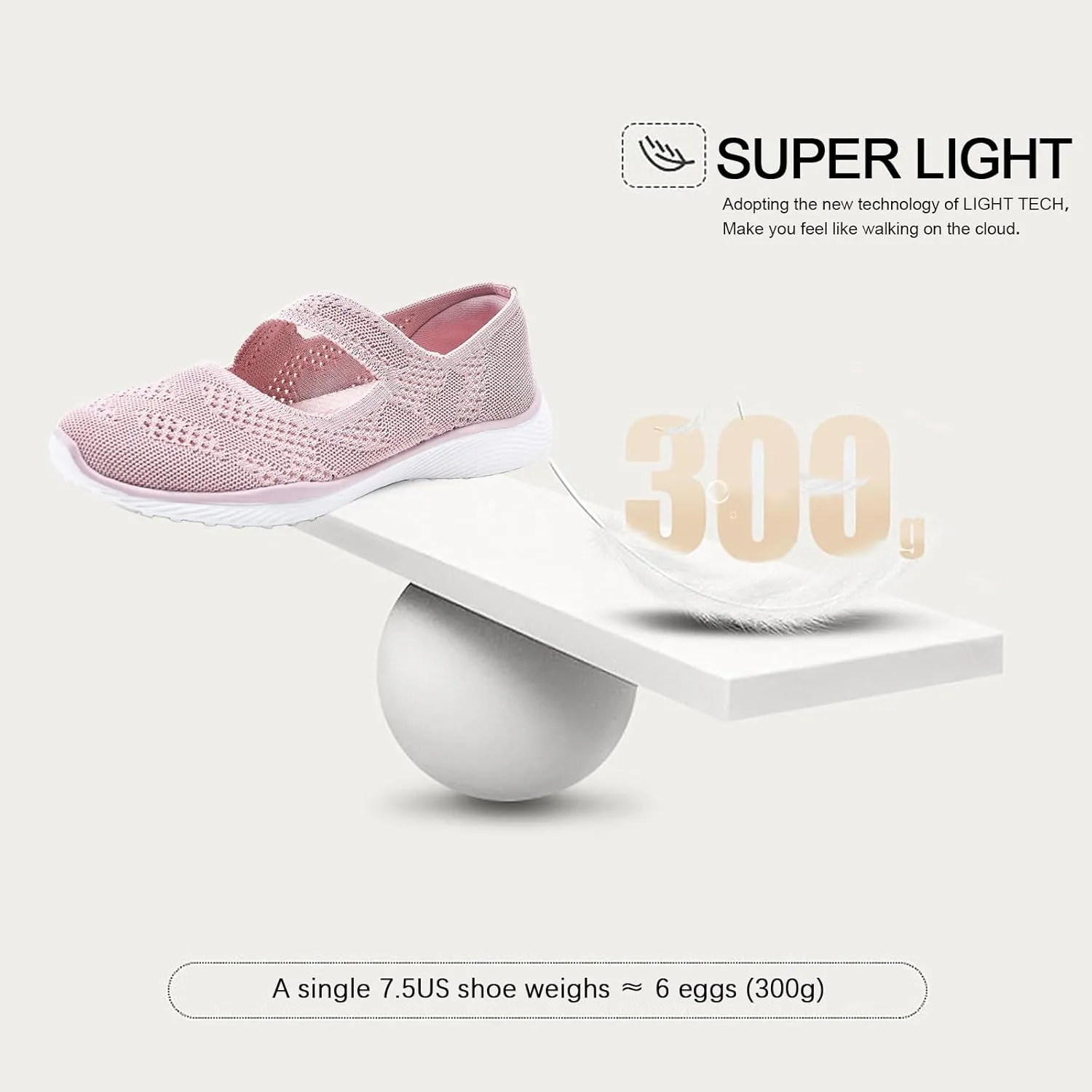Women Mary Jane Shoes Slip On Walking Flats Comfortable Dressy Knit Washable Casual Nurse Shoe with Arch Support