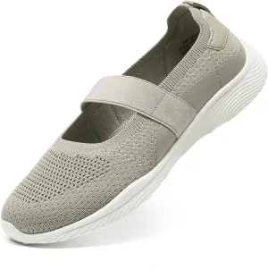 Women Mary Jane Shoes Slip On Walking Flats Comfortable Dressy Knit Washable Casual Nurse Shoe with Arch Support