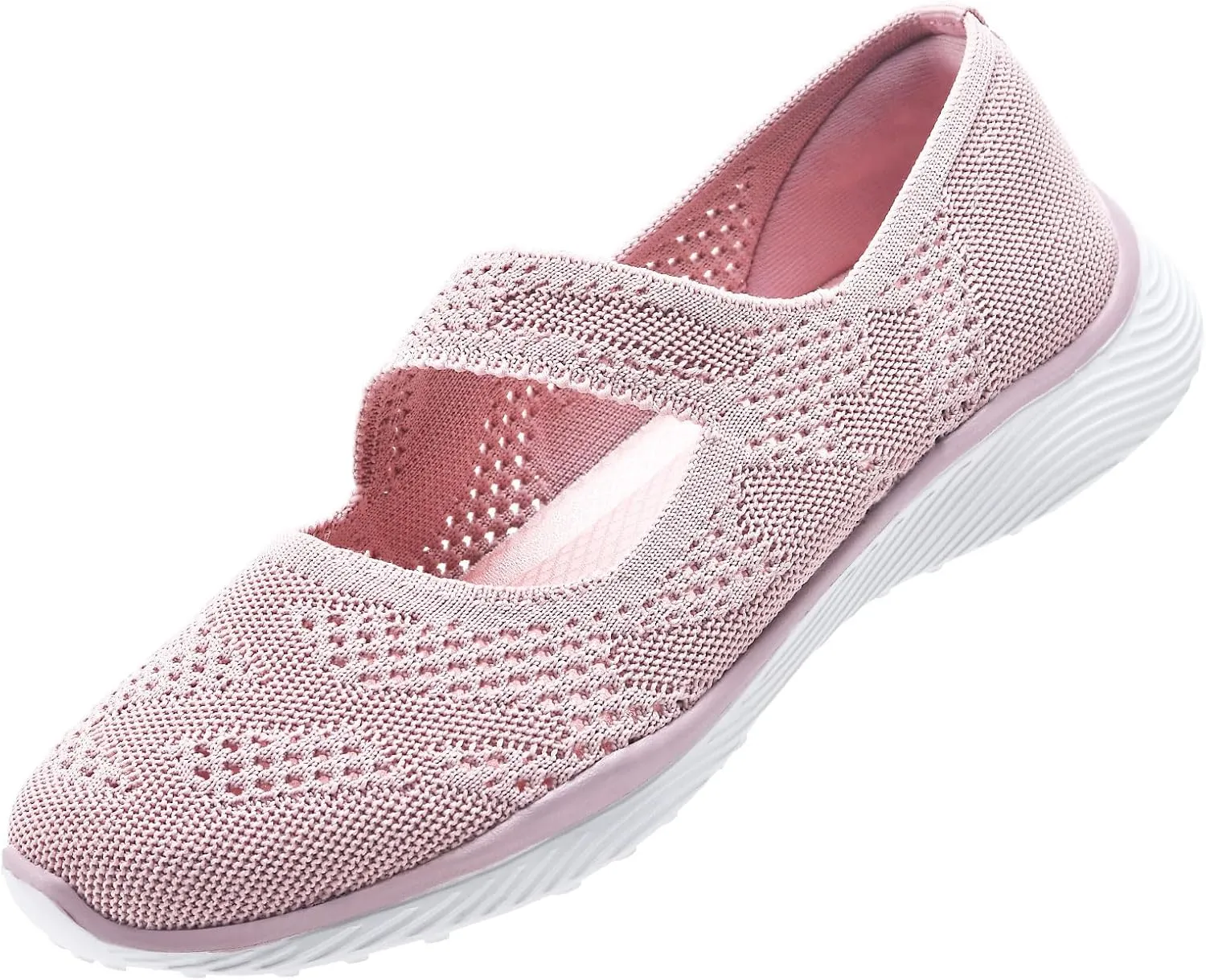 Women Mary Jane Shoes Slip On Walking Flats Comfortable Dressy Knit Washable Casual Nurse Shoe with Arch Support