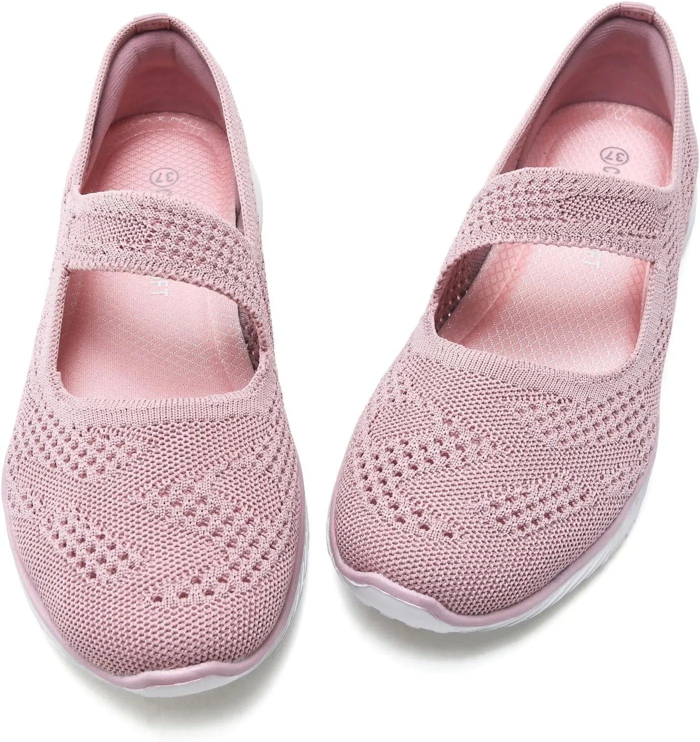 Women Mary Jane Shoes Slip On Walking Flats Comfortable Dressy Knit Washable Casual Nurse Shoe with Arch Support