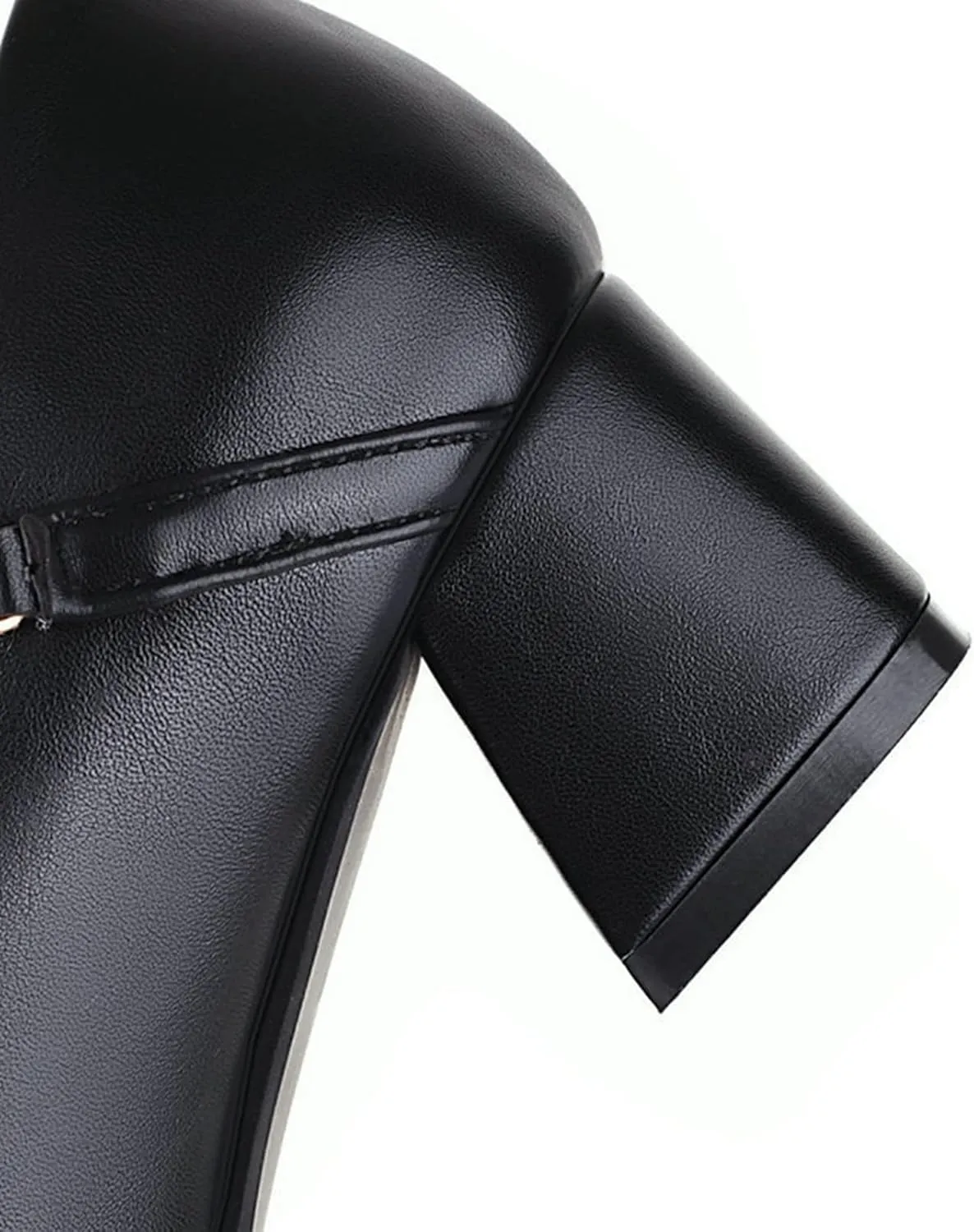 Women Pearl Strap Fashion Pumps Square Toe Slip On Buckle Comfy Chunky Mid Heel Dress Party Shoes