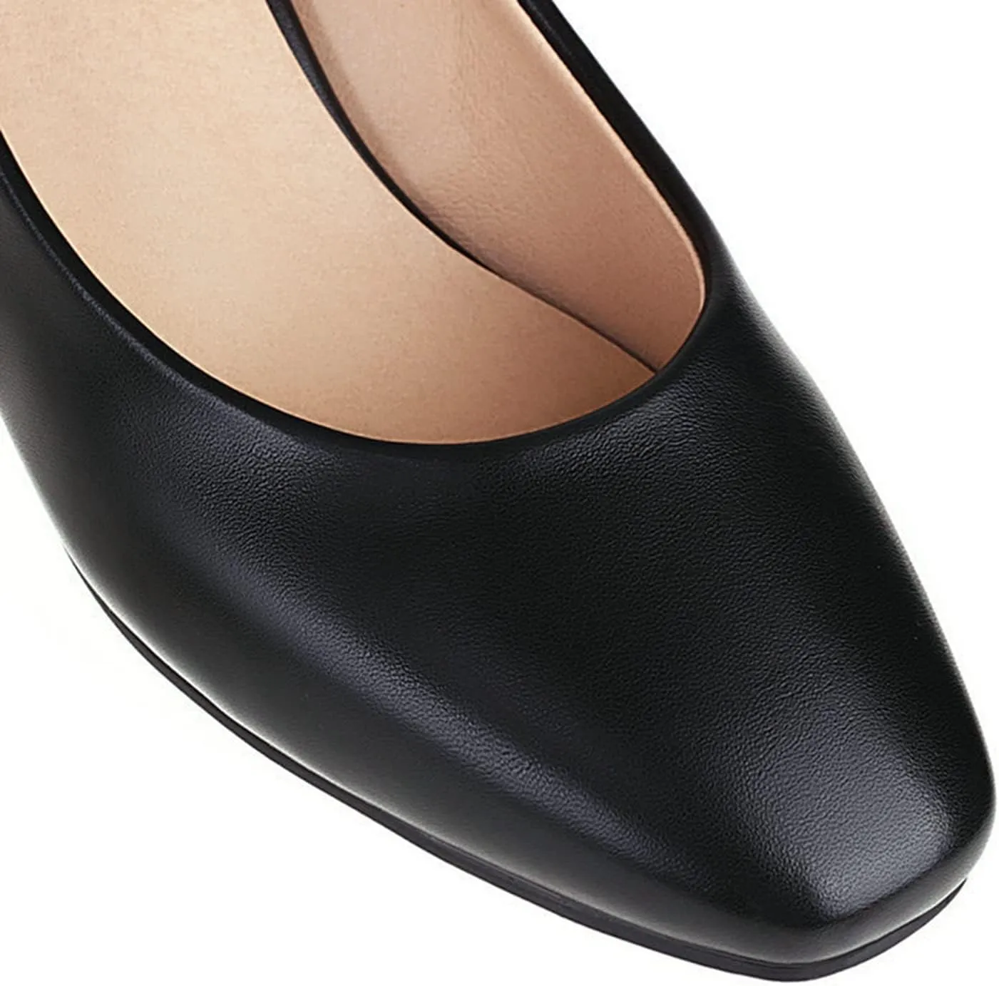 Women Pearl Strap Fashion Pumps Square Toe Slip On Buckle Comfy Chunky Mid Heel Dress Party Shoes