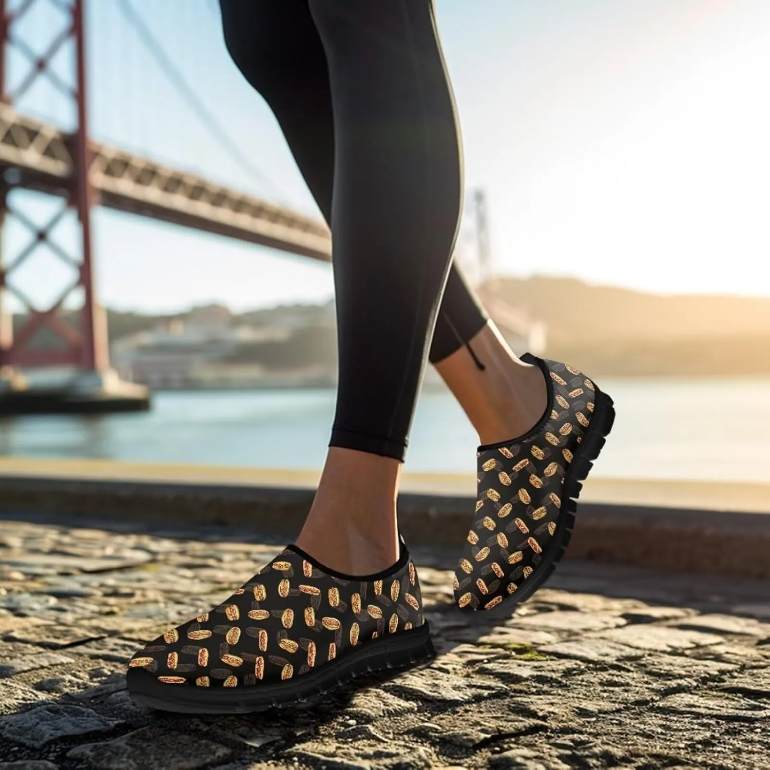 Women Slip On Sneakers Fruit Print Casual Low Top Flat Walking Shoes Non-Slip Breathable Mesh Footwear