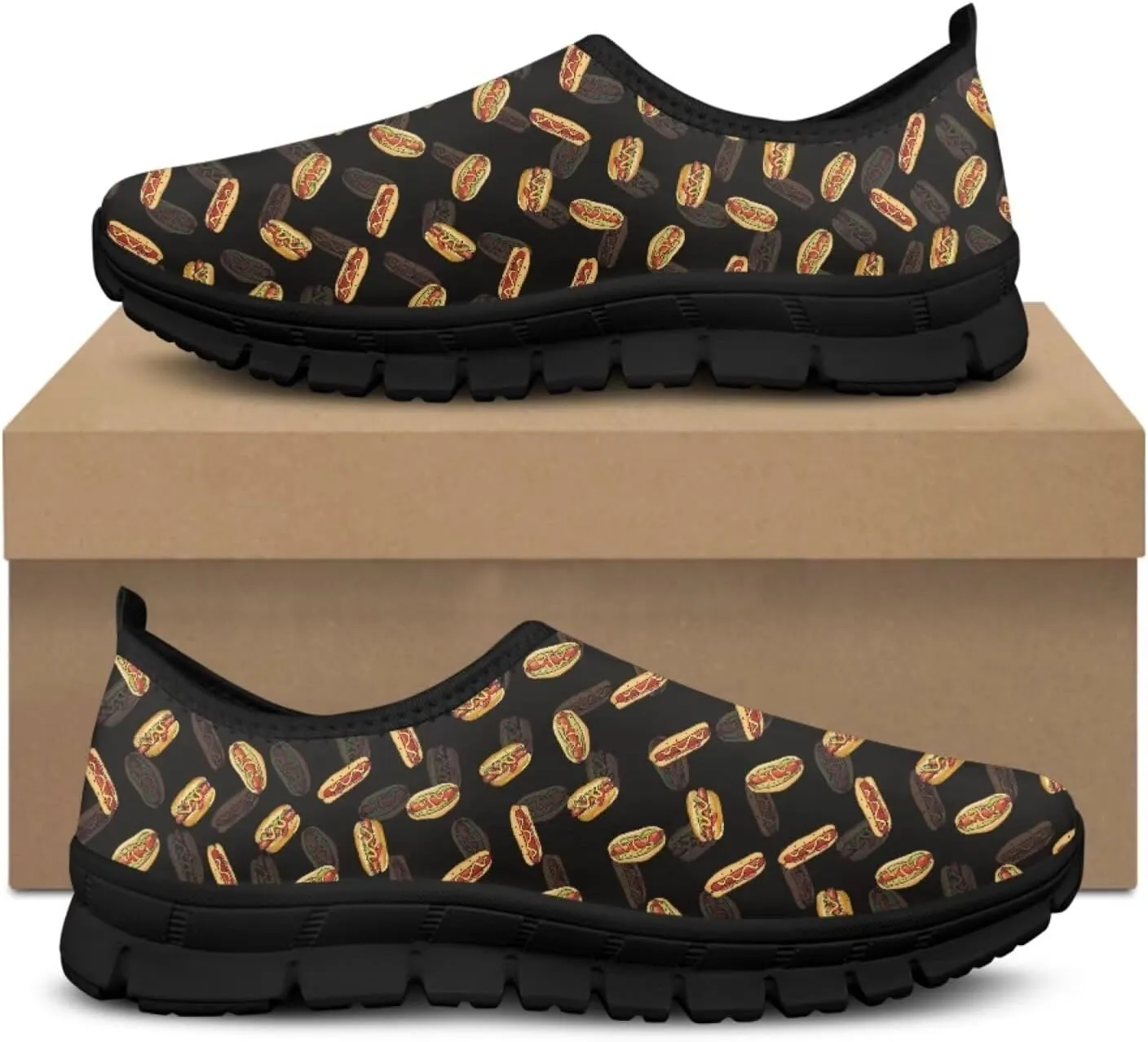 Women Slip On Sneakers Fruit Print Casual Low Top Flat Walking Shoes Non-Slip Breathable Mesh Footwear