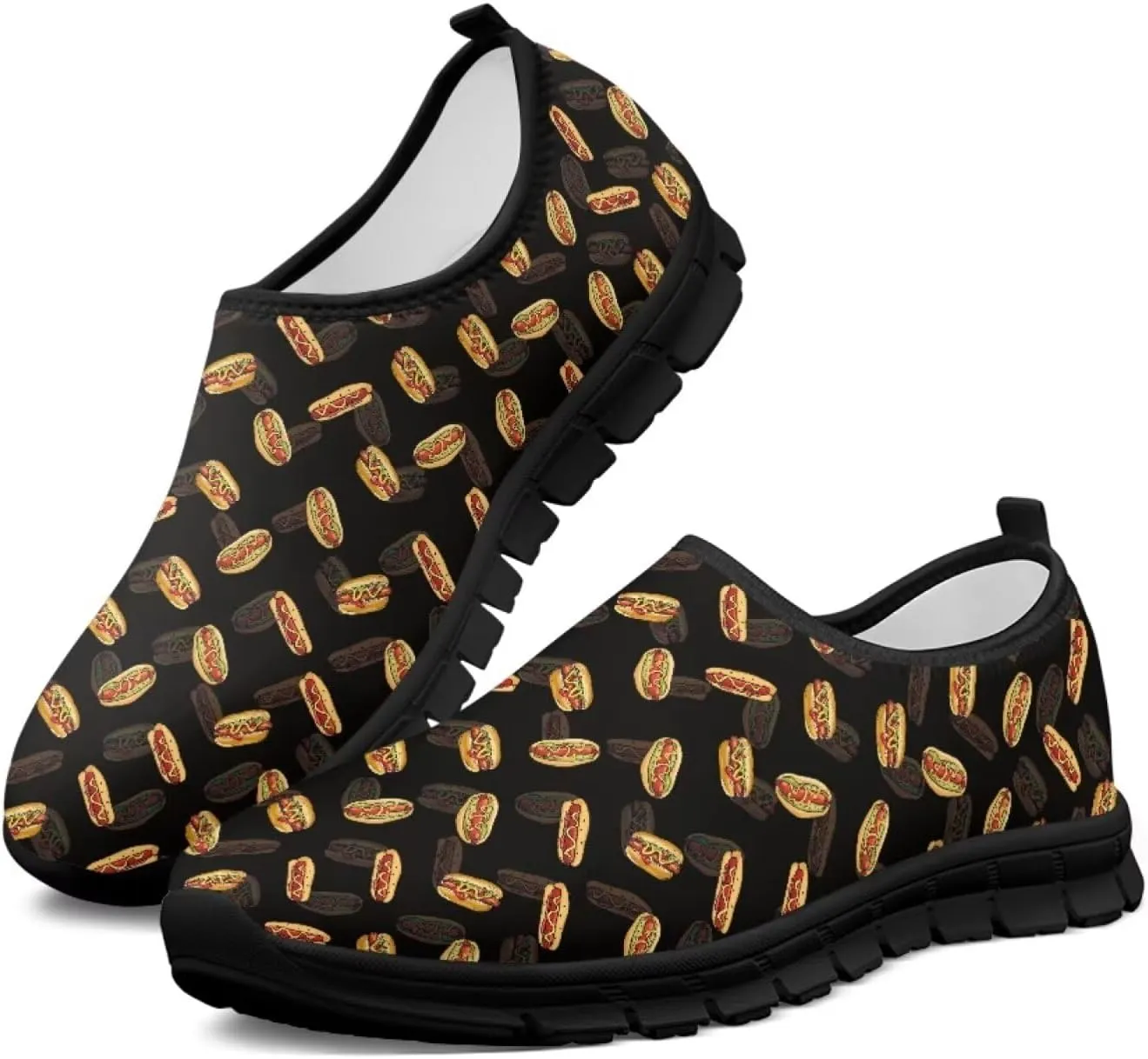 Women Slip On Sneakers Fruit Print Casual Low Top Flat Walking Shoes Non-Slip Breathable Mesh Footwear